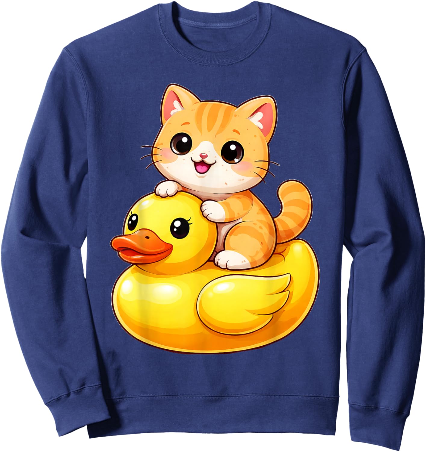 Cute Orange Cat Rubber Duck Sweatshirt - Sweatshirt | Navy