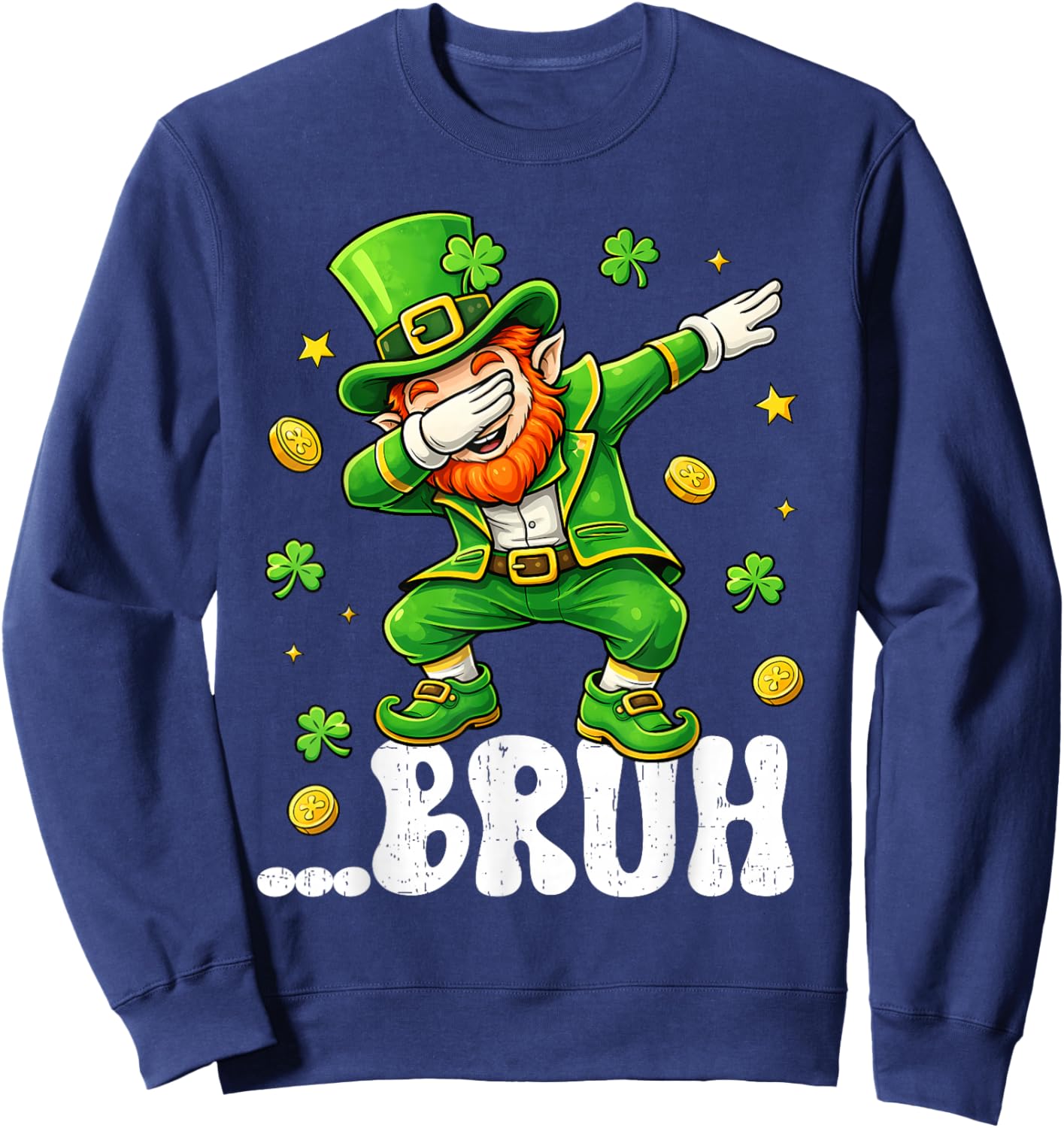 Dabbing Leprechaun St Patrick's Day Boys Girls Dab Dance Sweatshirt - Sweatshirt | Navy