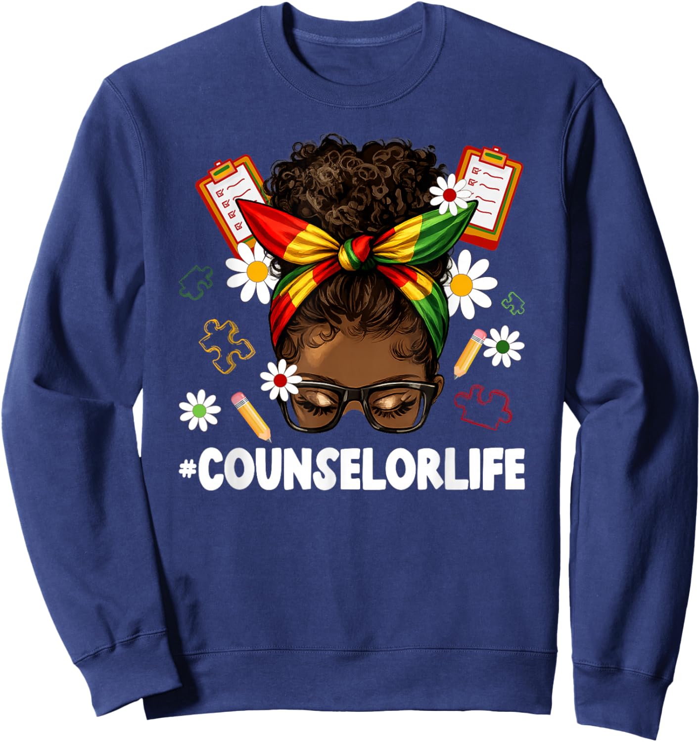 Black Counselor Life African American Counselors Sweatshirt - Sweatshirt | Navy