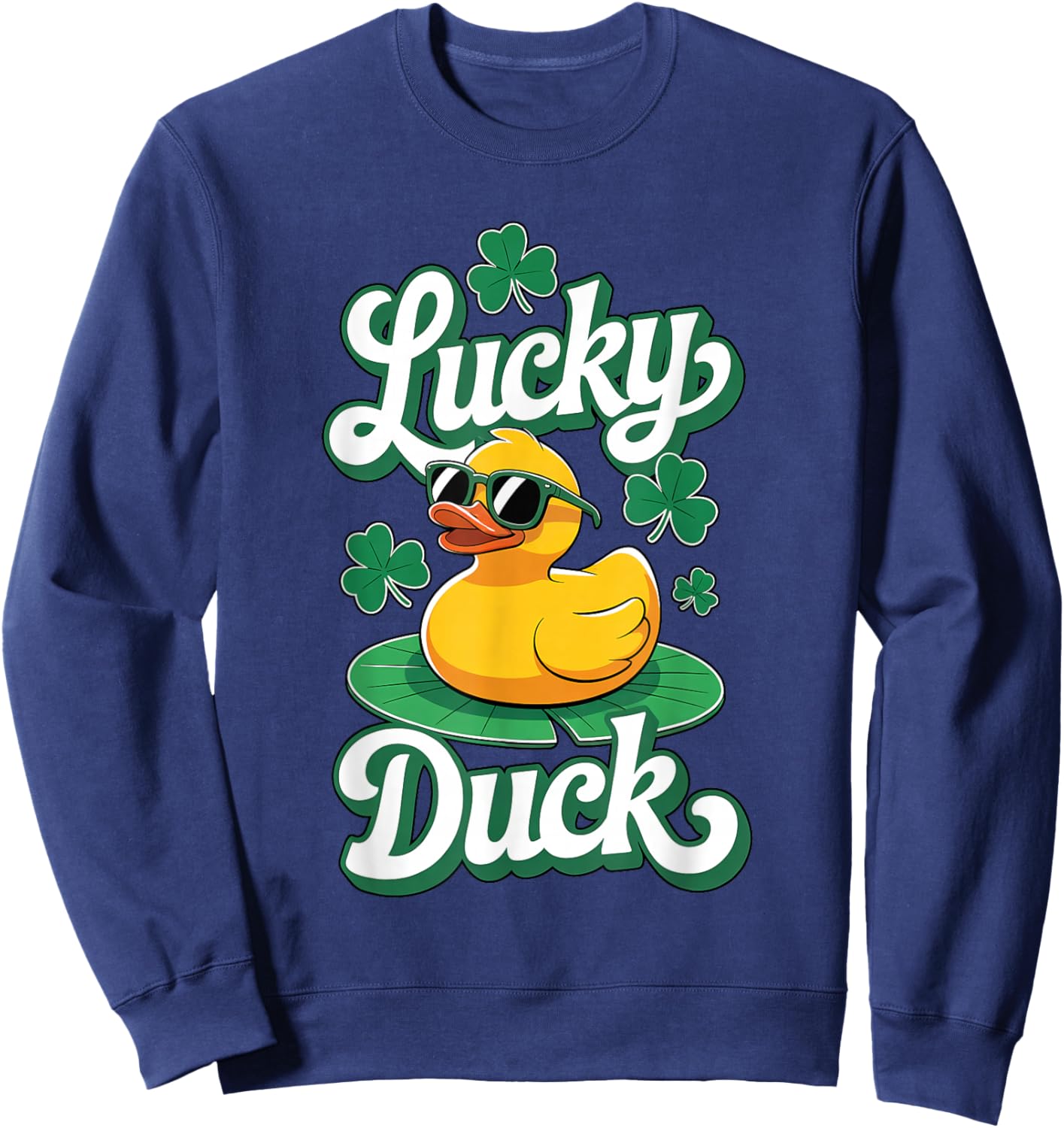 Lucky Duck St Patrick's Day Rubber Ducky Sweatshirt - Sweatshirt | Navy