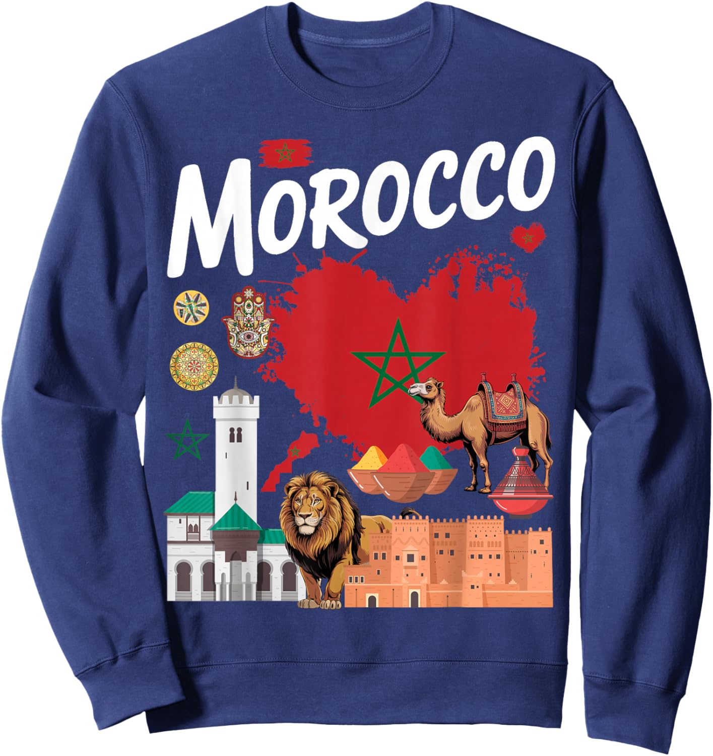 Morocco Flag Outfit Idea for Kids Maroc Moroccan Themed Sweatshirt - Sweatshirt | Navy