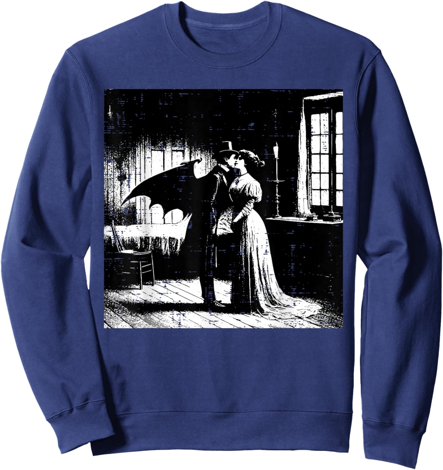 Halloween Vampire Kissing Woman Vintage Costume Men Women Sweatshirt - Sweatshirt | Navy