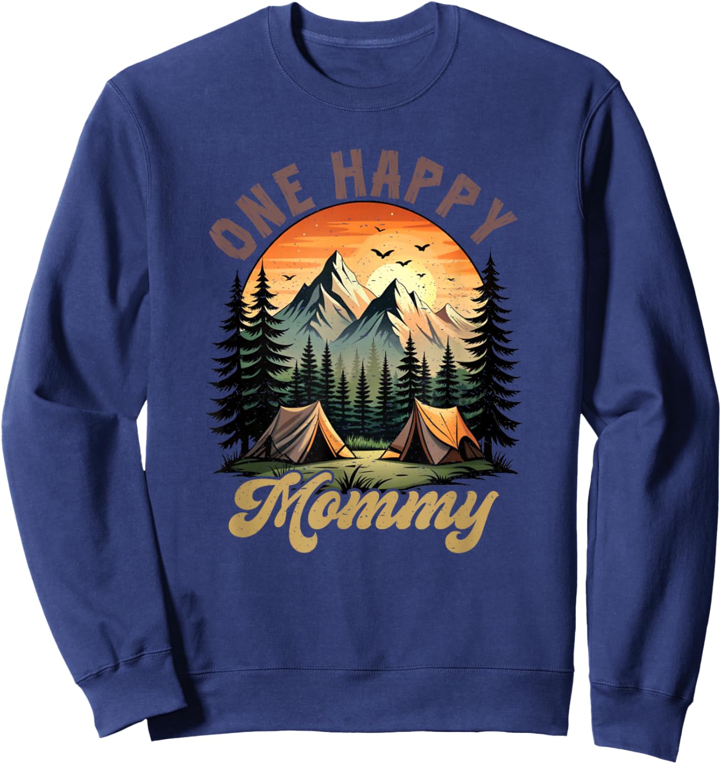 One Happy Mommy Camper 1St Birthday Camping Bear Sweatshirt - Sweatshirt | Navy