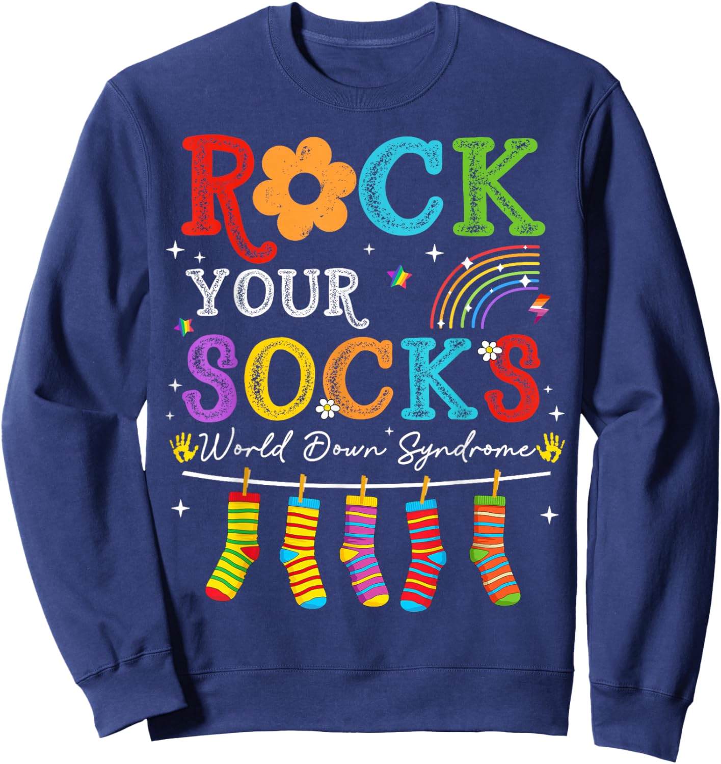 World Down Syndrome Day Rock Your Socks Kid Sweatshirt - Sweatshirt | Navy