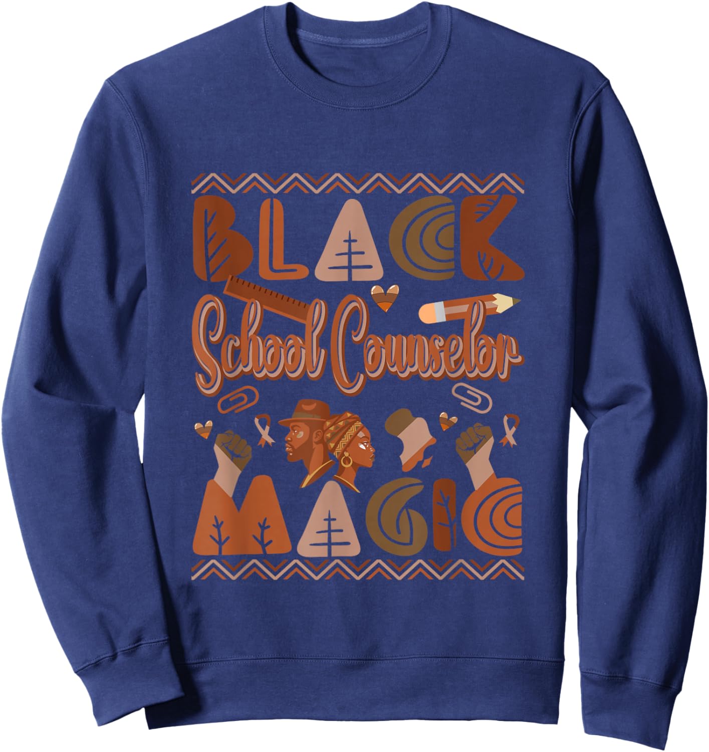 Black Costume School Counselor Proud Black History Month Sweatshirt - Sweatshirt | Navy