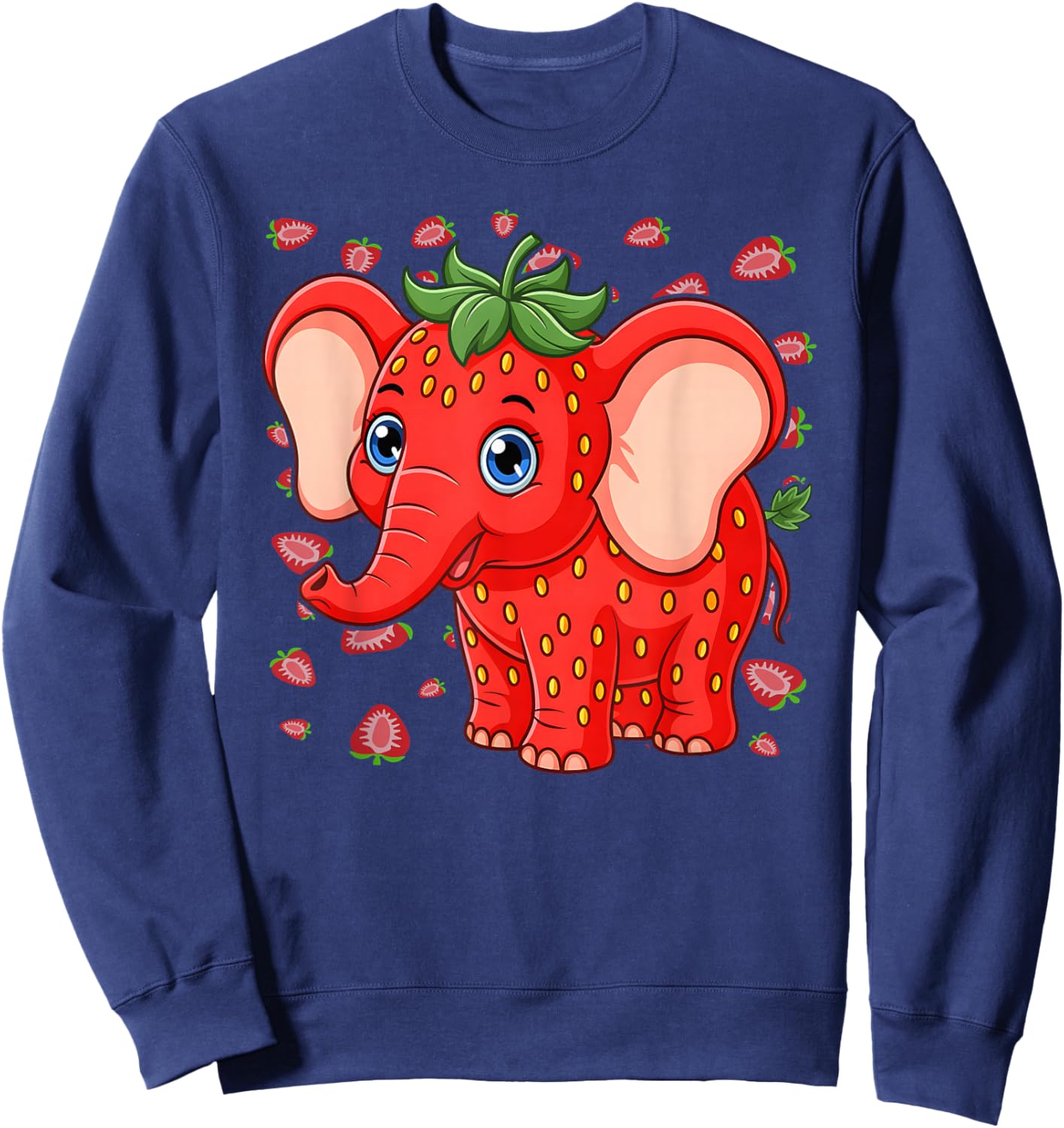 Funny Meme Kids Boys Strawberry Elephant Sweatshirt - Sweatshirt | Navy