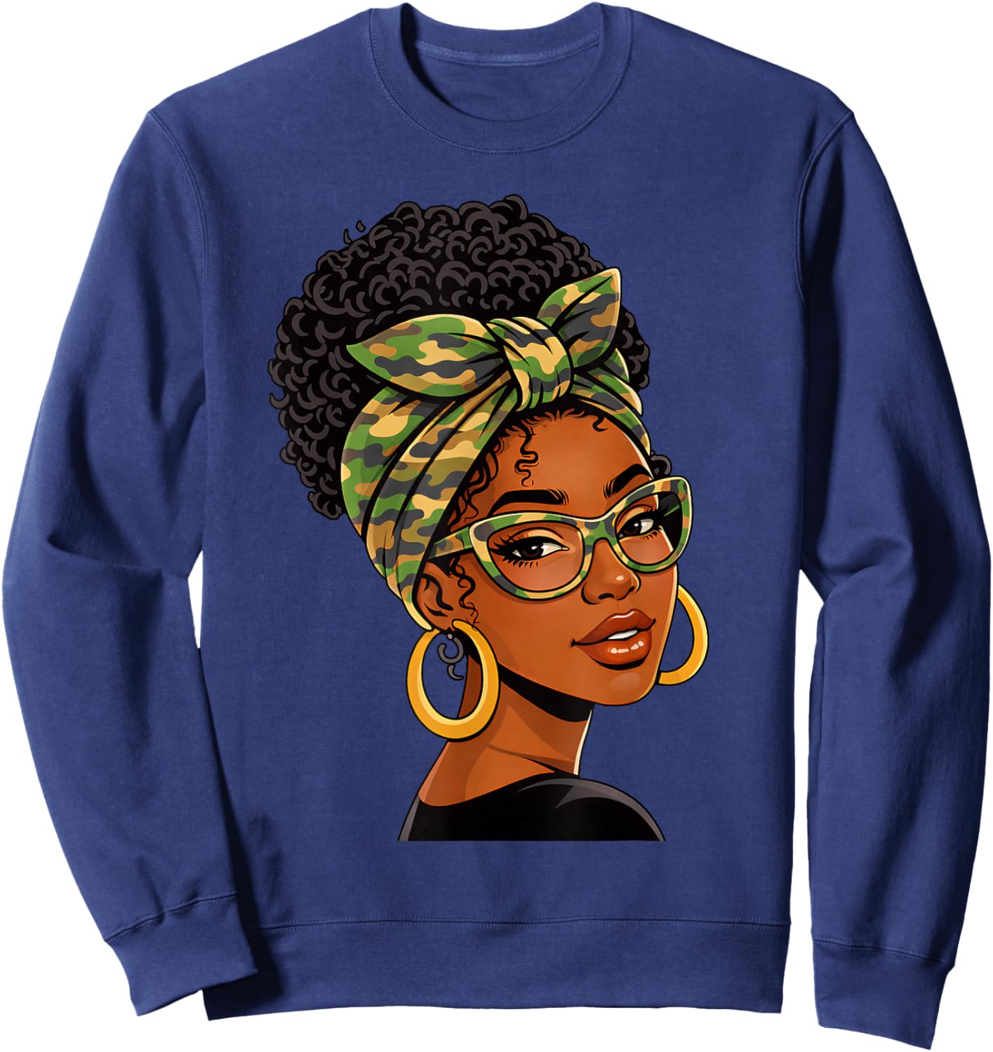 Women Black History Melanin Afro African Black Girl Queen Sweatshirt - Sweatshirt | Navy