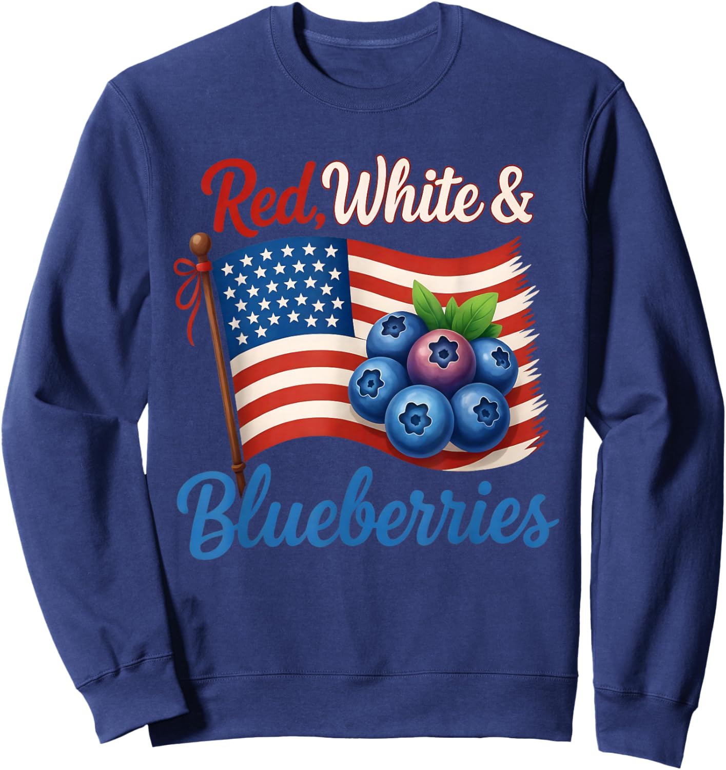 Red White Blueberries Funny Patriotic USA Flag Vintage Sweatshirt - Sweatshirt | Navy