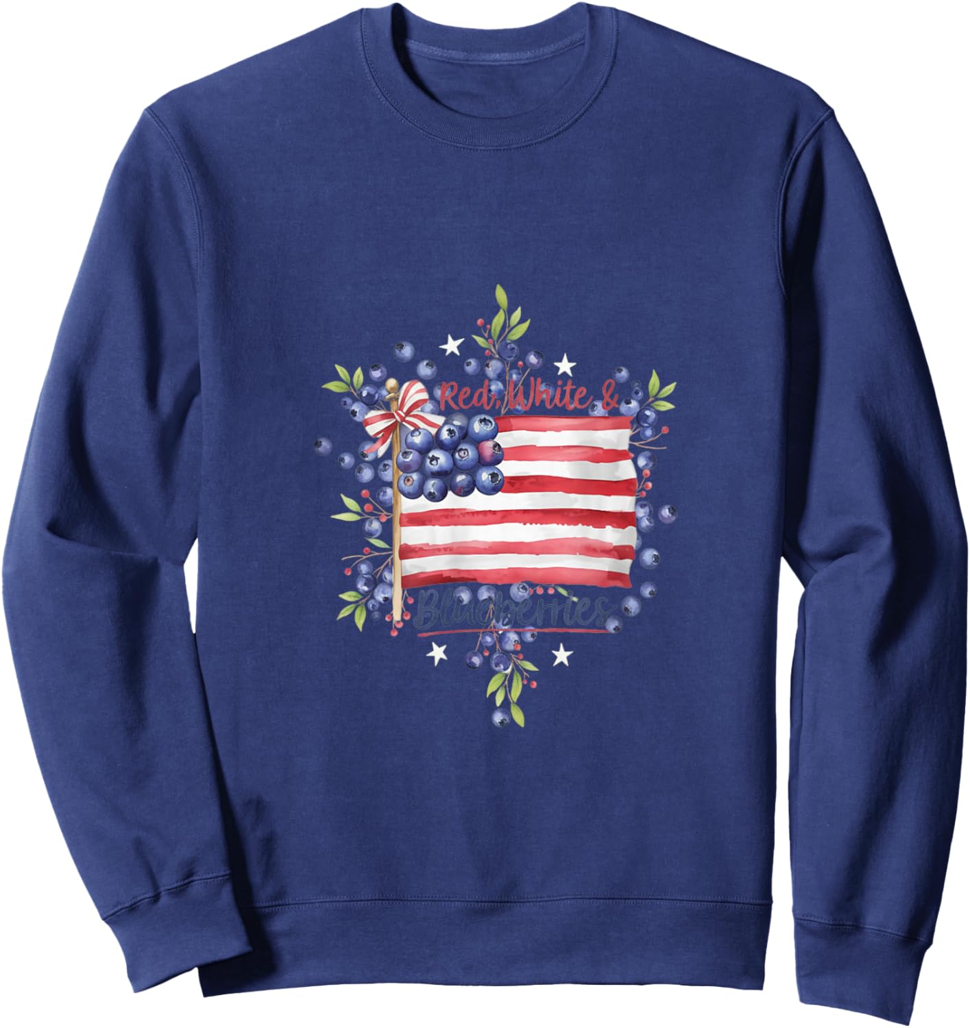 Red, White & Blueberries Funny Vintage Patriot USA Sweatshirt - Sweatshirt | Navy