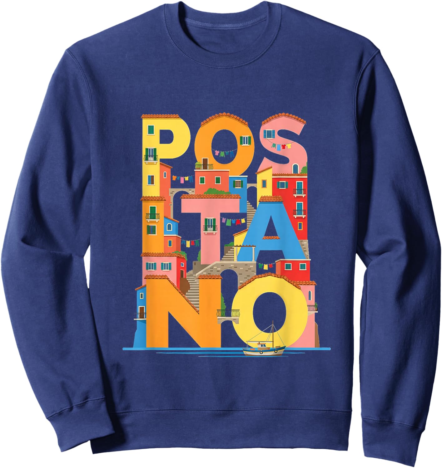 Positano Italy City Steps – Vintage Italian Souvenir Sweatshirt - Sweatshirt | Navy
