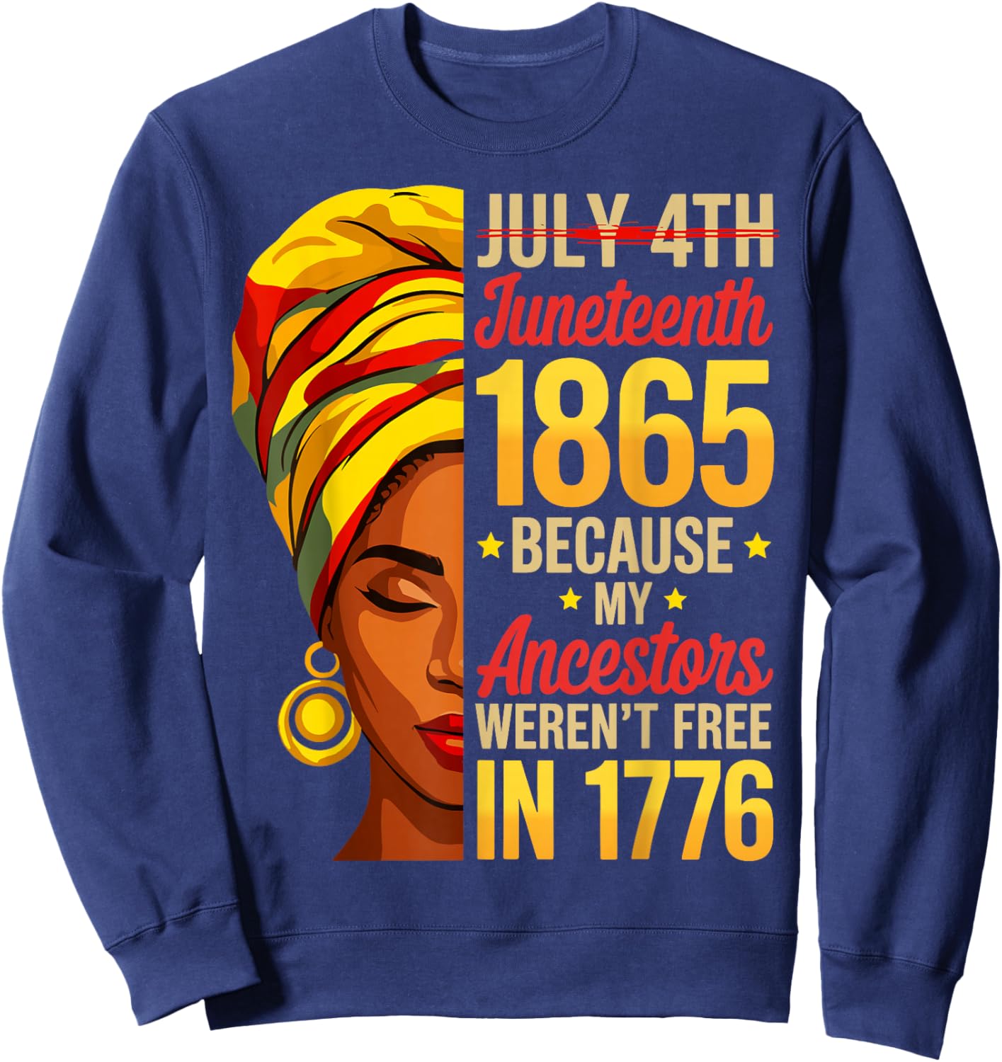 Juneteenth 1865 African American Women Black History Month Sweatshirt - Sweatshirt | Navy