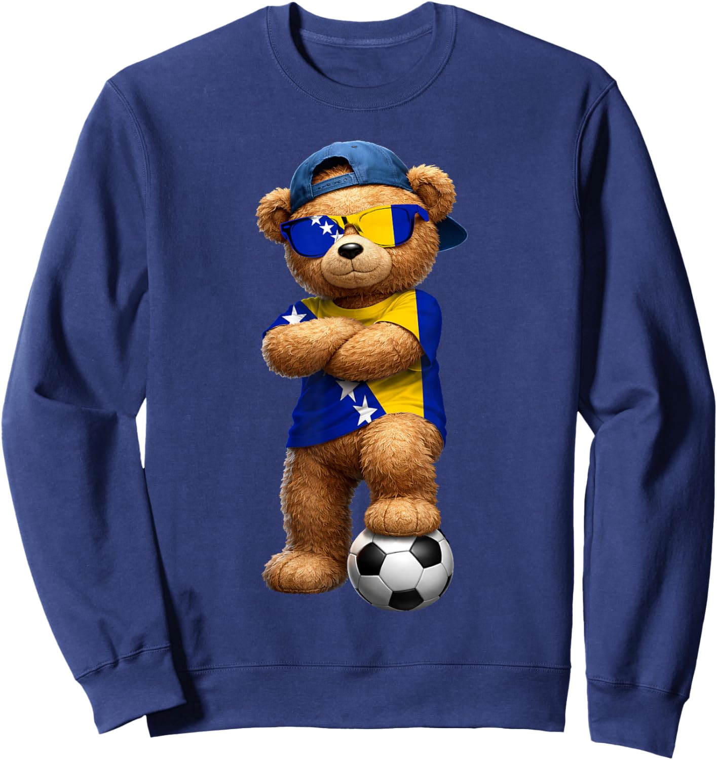 Bosnian Flag Teddy Player Sports Outfit for Bosnia Sweatshirt - Sweatshirt | Navy
