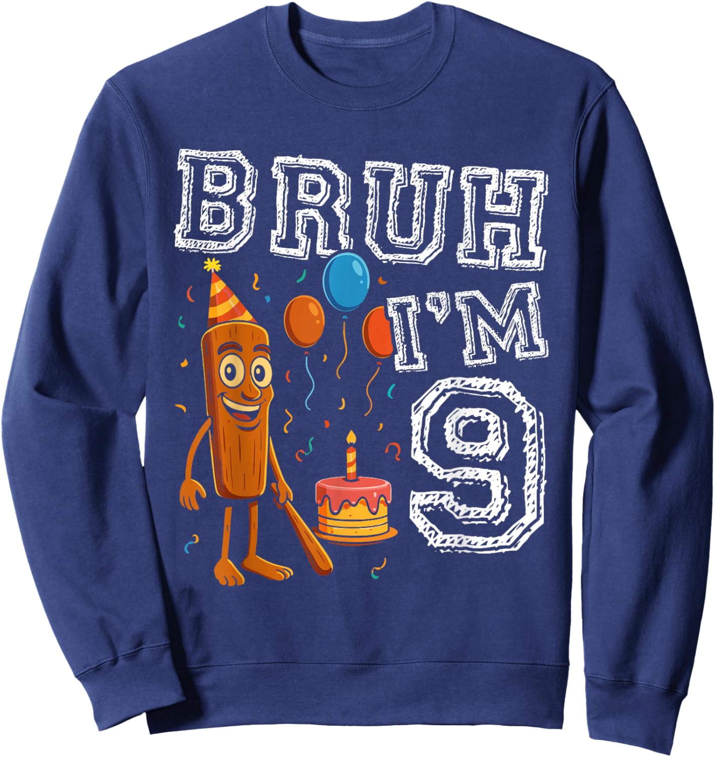 Italian Brainrot Bruh I'm 9 Age 9th Kids Boys Girls Sweatshirt - Sweatshirt | Navy