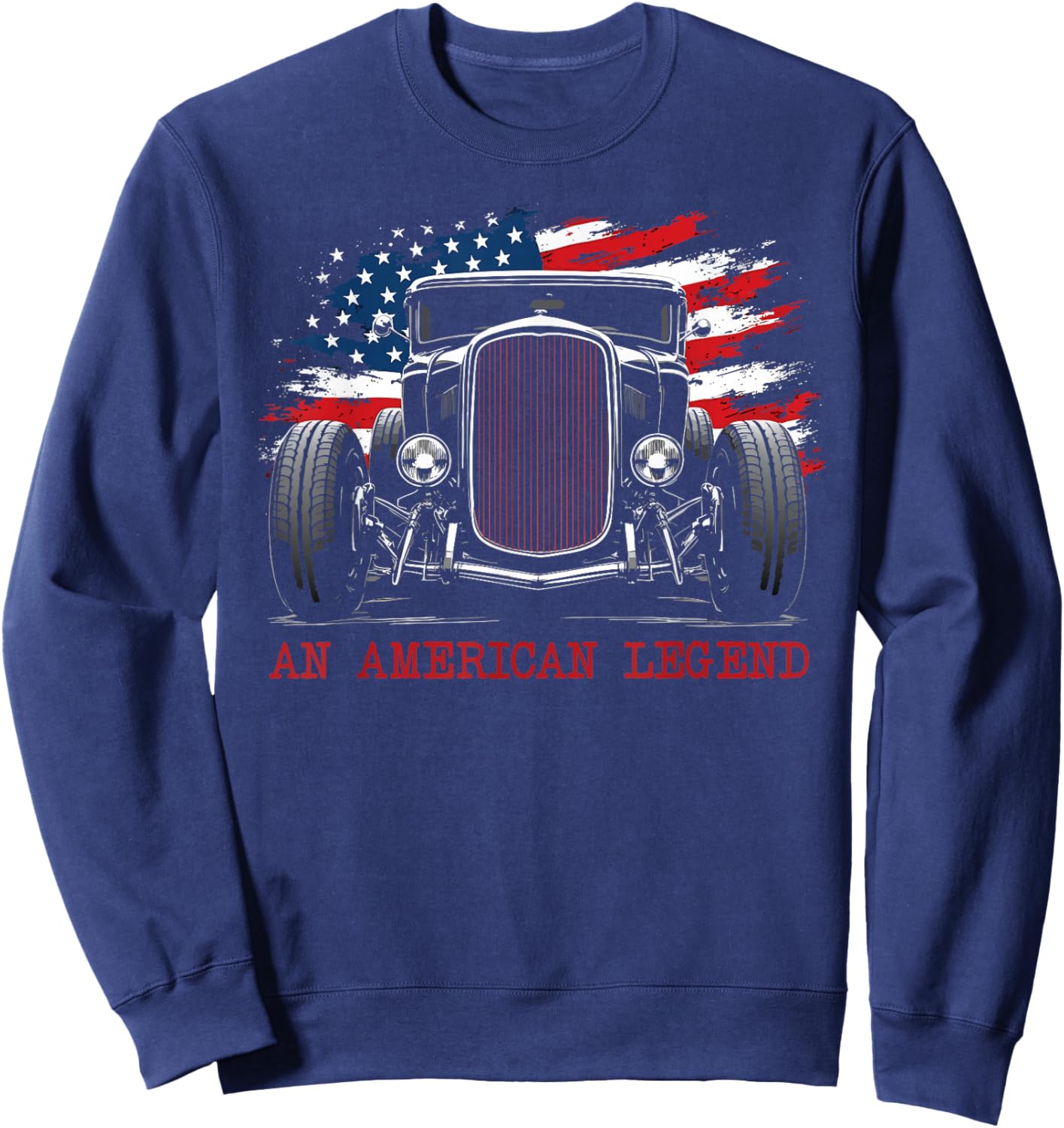 an American Legend Deuce Coupe 1932 Classic Hot Rod Grill Sweatshirt - Sweatshirt | Navy