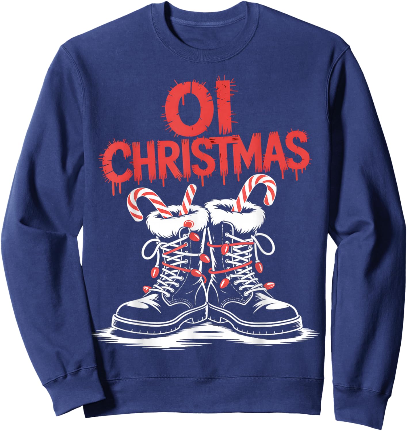 Oi Christmas Punk Boots Holiday Sweatshirt - Sweatshirt | Navy