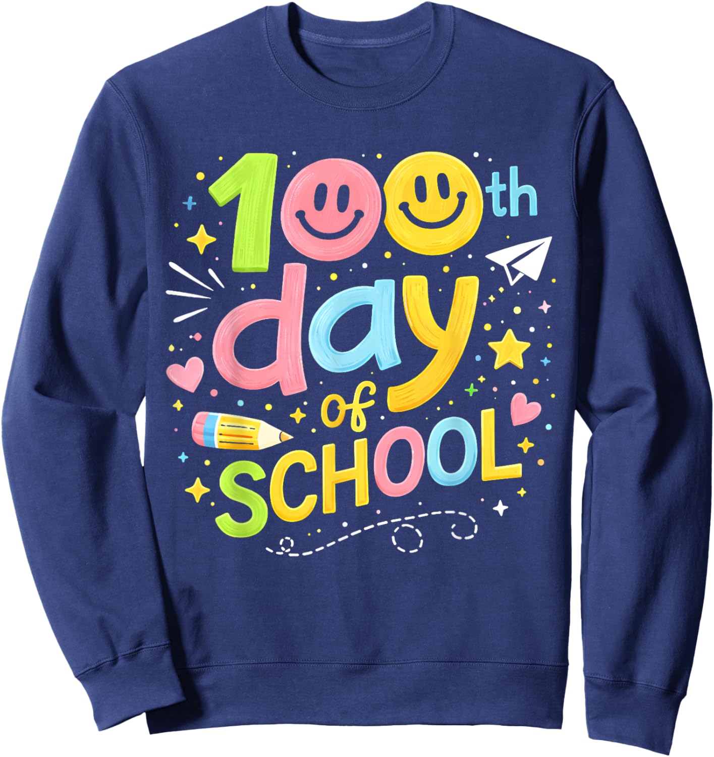 100th Day of School Teacher Girls Kids 100 Days of School Sweatshirt - Sweatshirt | Navy