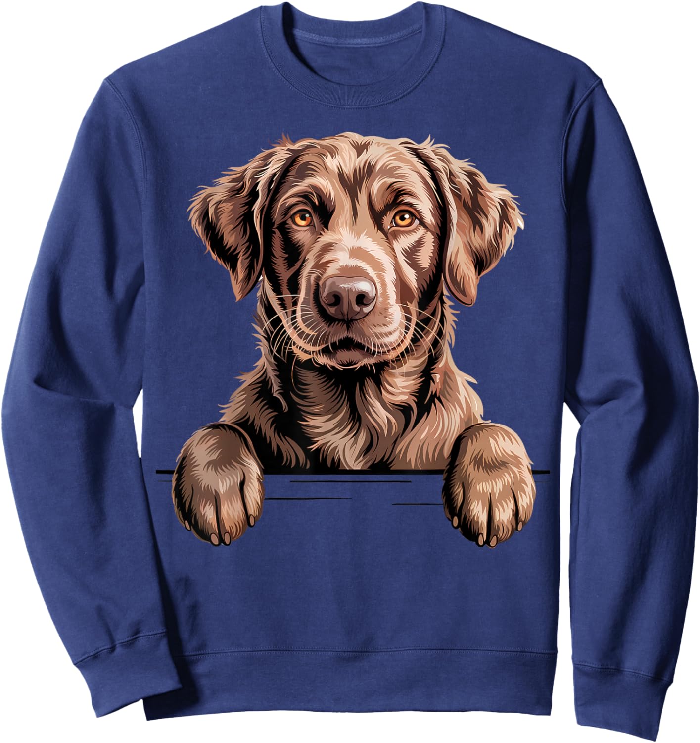 Chesapeake Bay Retriever Funny Peeking Chessie Dog Lover Sweatshirt - Sweatshirt | Navy