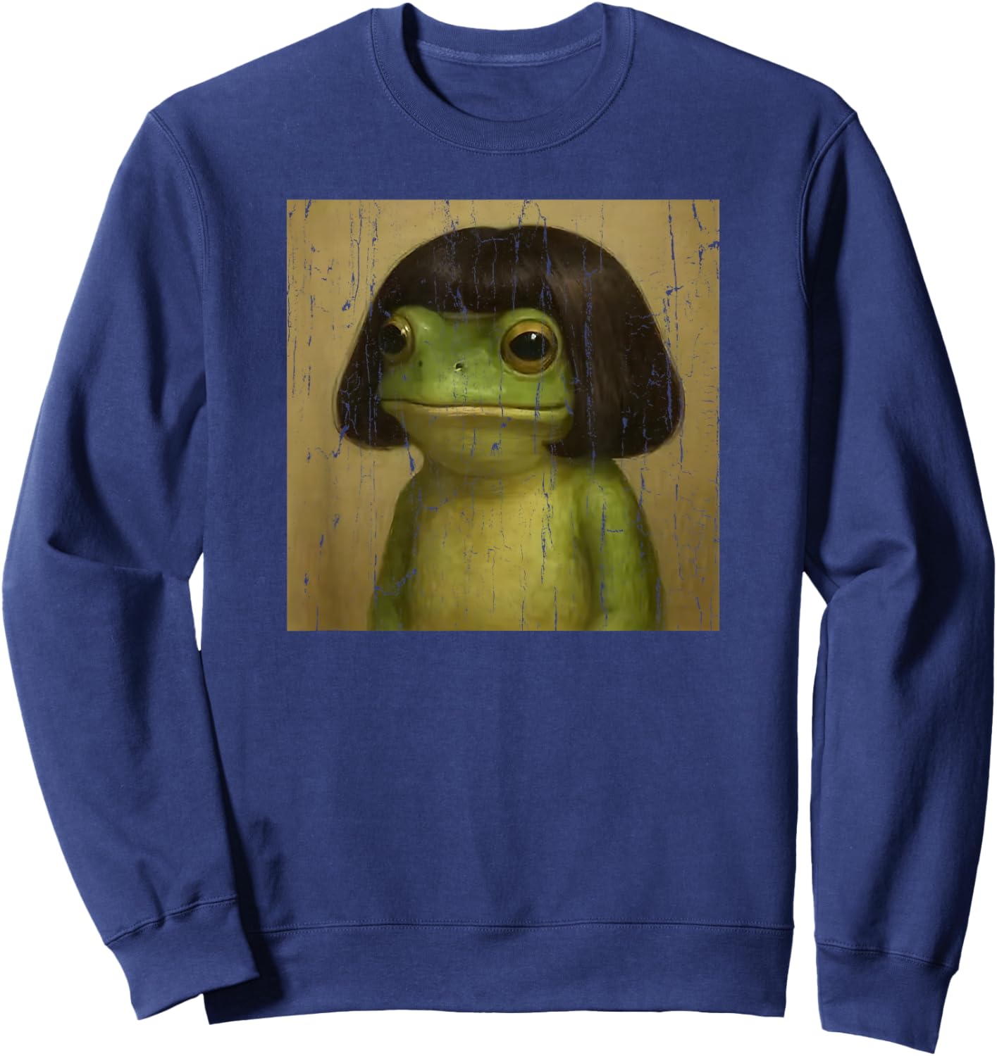Frog Face with Bob Haircut Meme Sweatshirt - Sweatshirt | Navy
