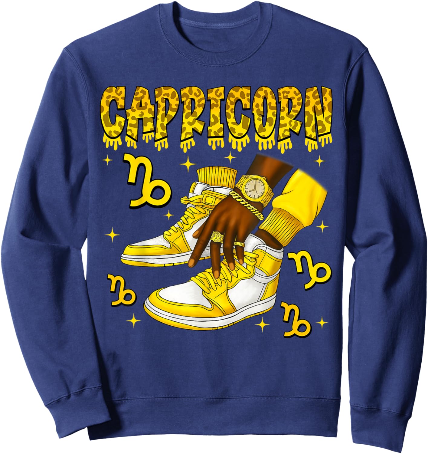 Capricorn Boy Man African American Shoes Sneakers Zodiac Sweatshirt - Sweatshirt | Navy