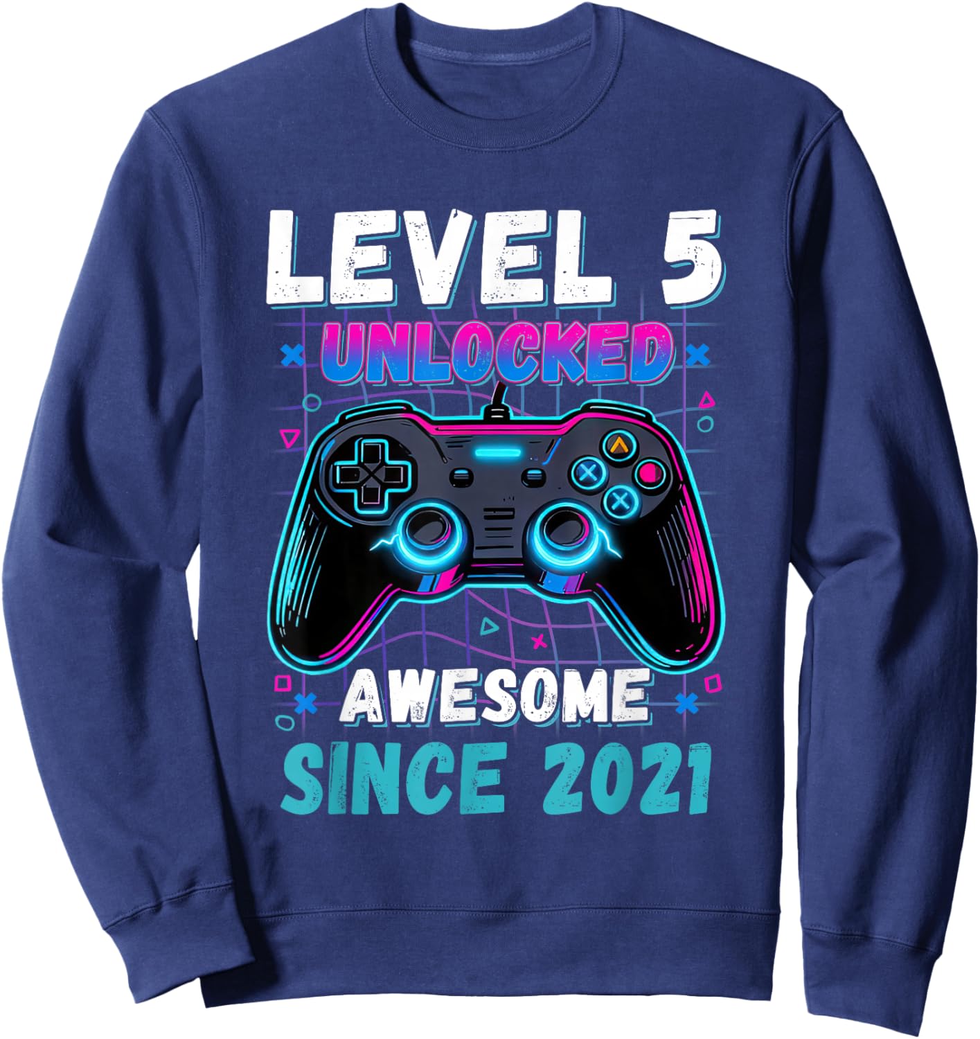 Level 5 Unlocked Awesome Since 2021 Fifth 5th Birthday Boys Sweatshirt - Sweatshirt | Navy