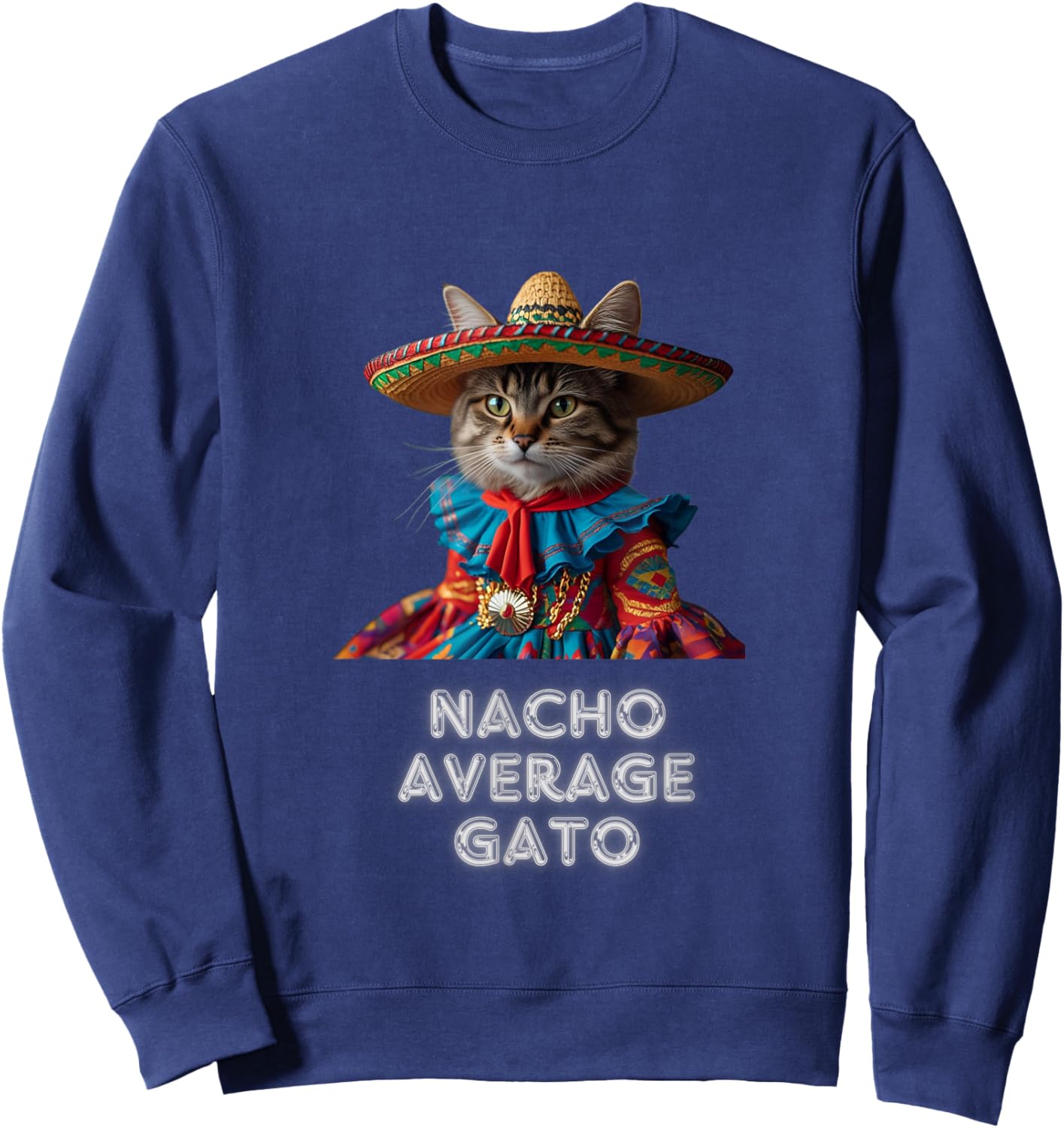 Gato Funny Cat Latino Women Girls Kids Fiesta Taco Sweatshirt - Sweatshirt | Navy
