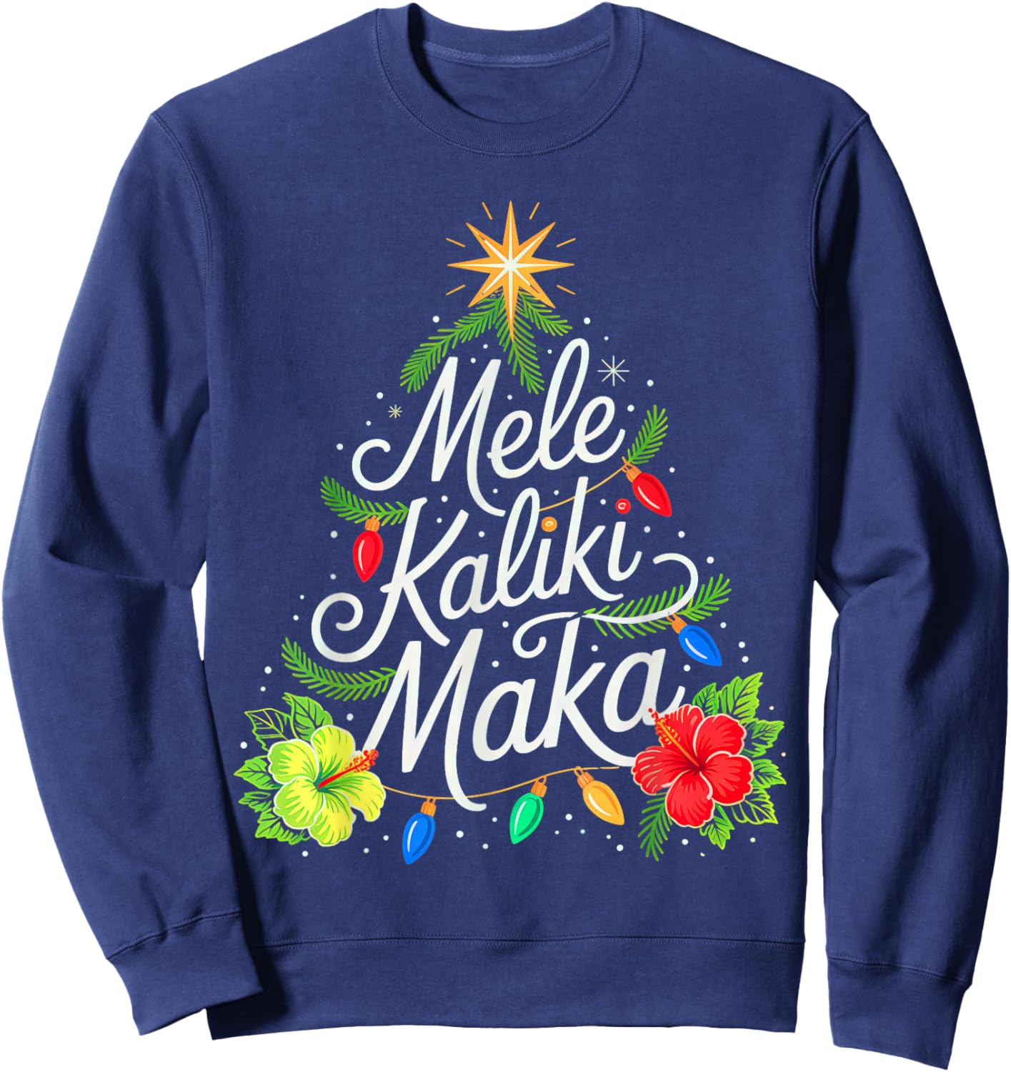 Mele Kalikimaka Christmas Hawaiian Santa Sweatshirt - Sweatshirt | Navy