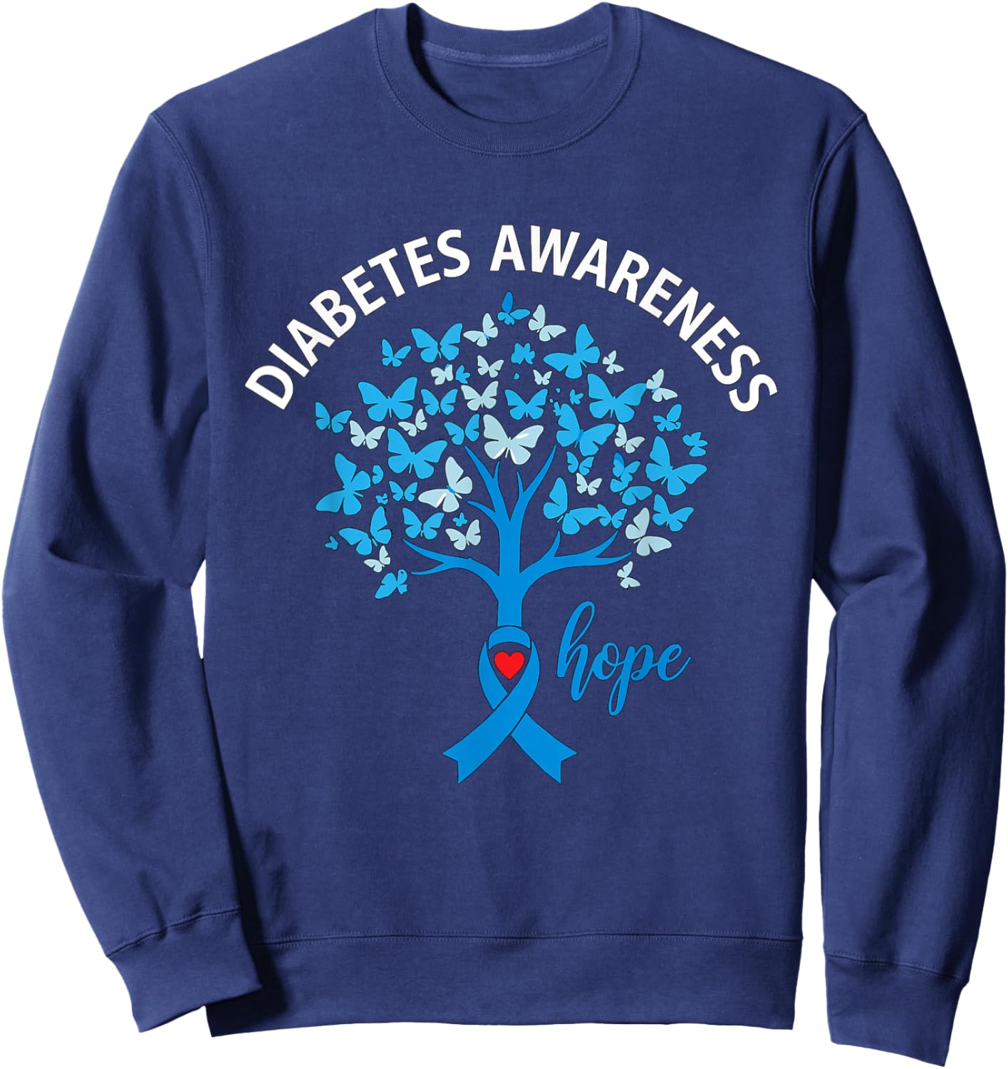 Diabetes Awareness Month Hope Ribbon for Type 1 Type 2 Sweatshirt - Sweatshirt | Navy