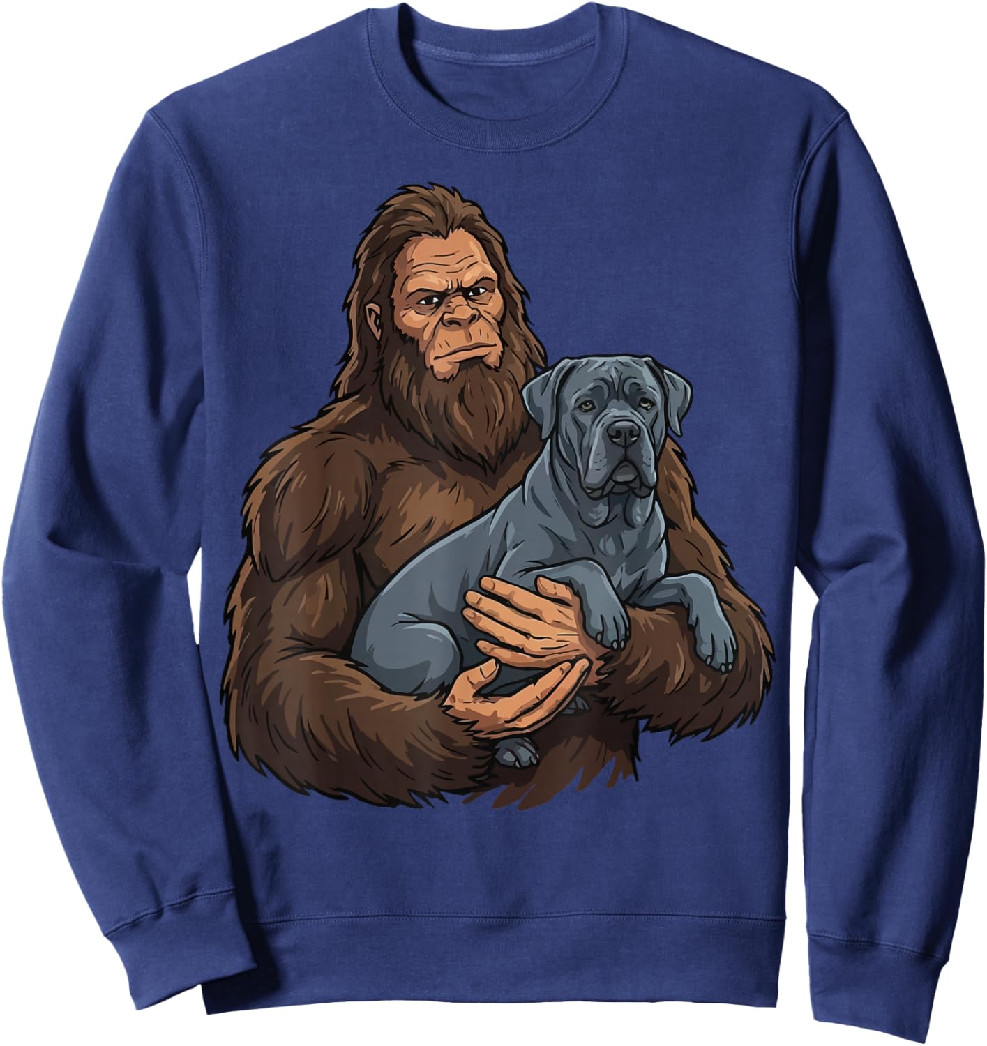 Bigfoot Holding Cane Corso Sweatshirt - Sweatshirt | Navy