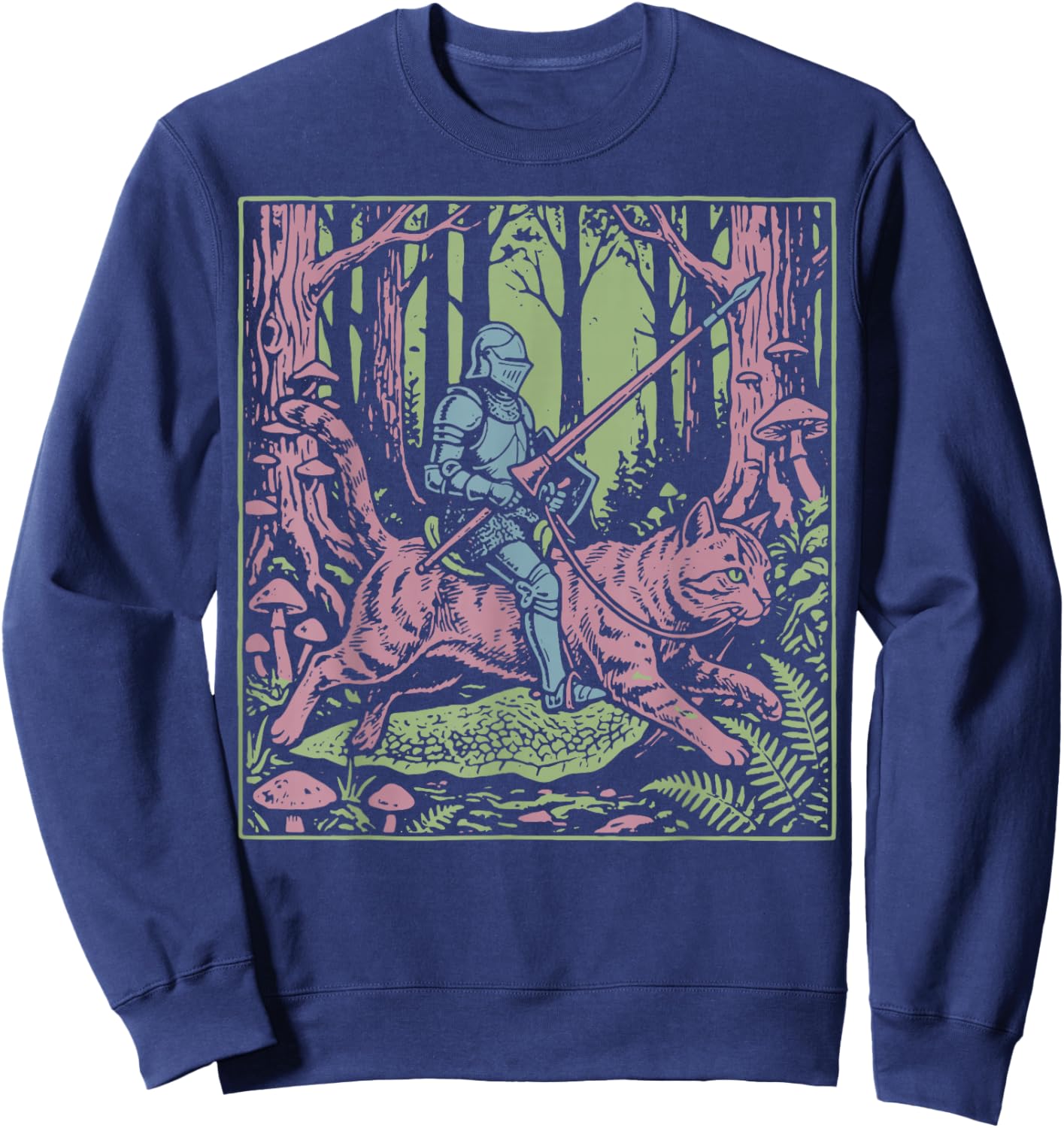 Knight Riding Cat Sweatshirt - Sweatshirt | Navy
