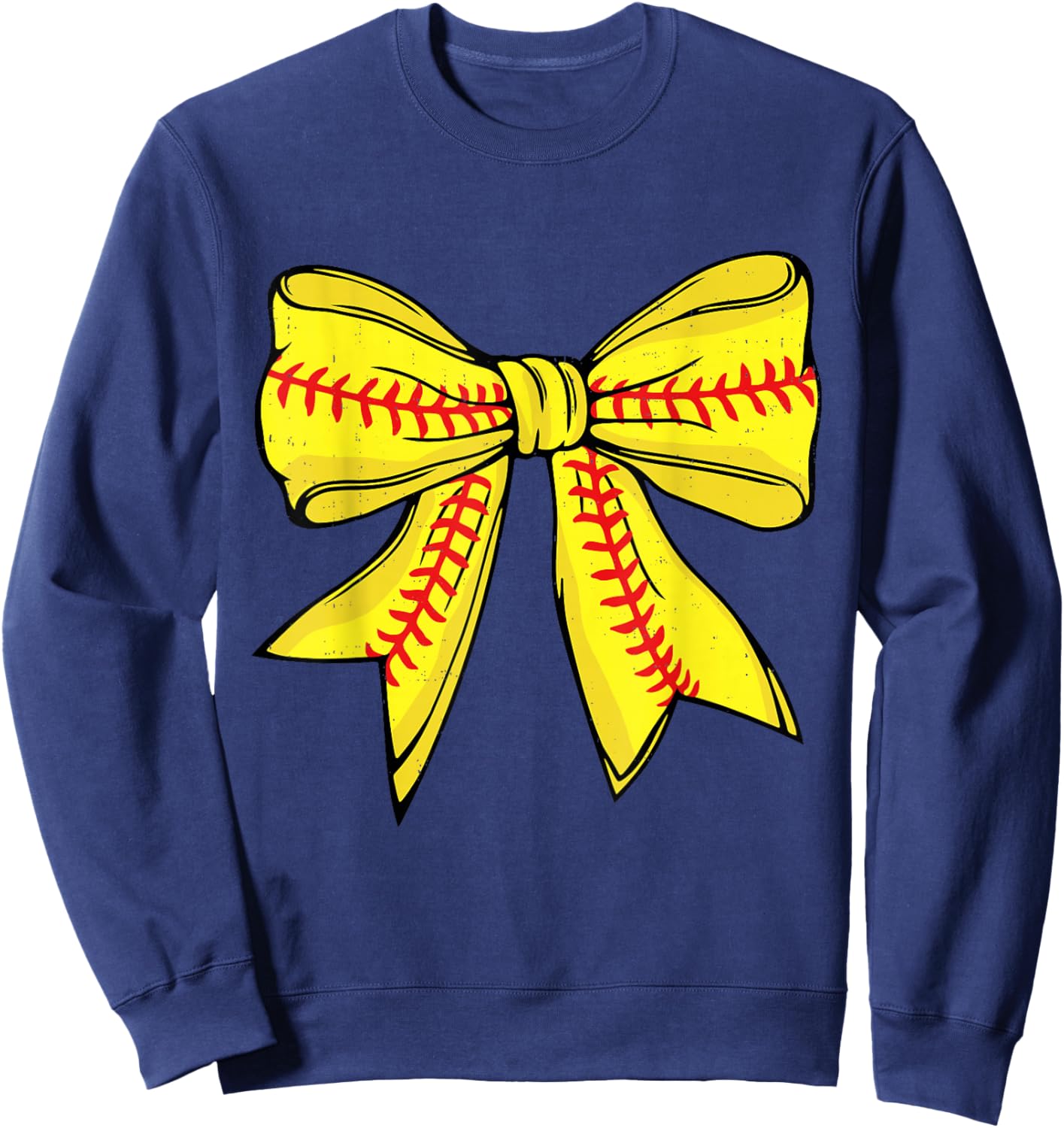 Cute Softball Coquette Bow Women Girls Cheer Mom Mama Mother Sweatshirt - Sweatshirt | Navy