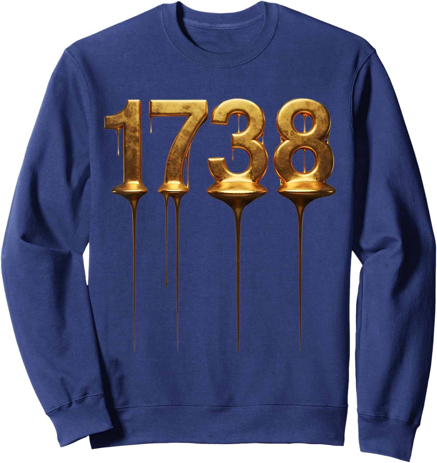1738 Drip Golden Numbers Sweatshirt - Sweatshirt | Navy