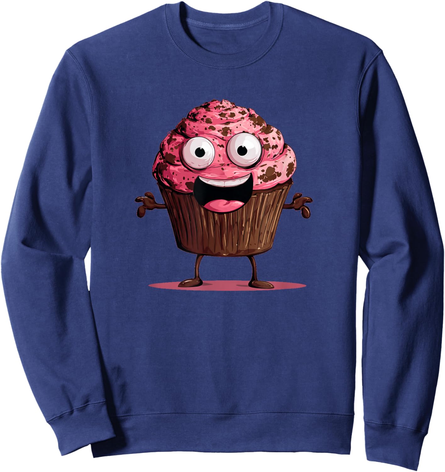 Funny Pink Muffin Face for Cupcakes and Muffins Lovers Sweatshirt - Sweatshirt | Navy