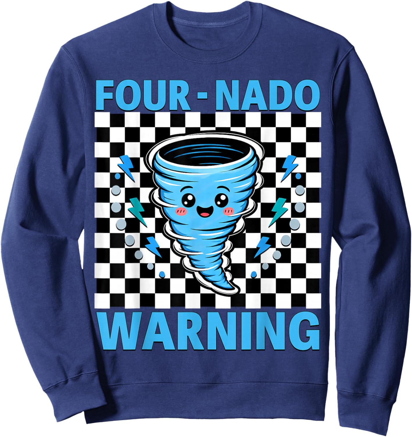 Four Nado Warning 4th Birthday 4 Years Old Kids Boys Girls Sweatshirt - Sweatshirt | Navy