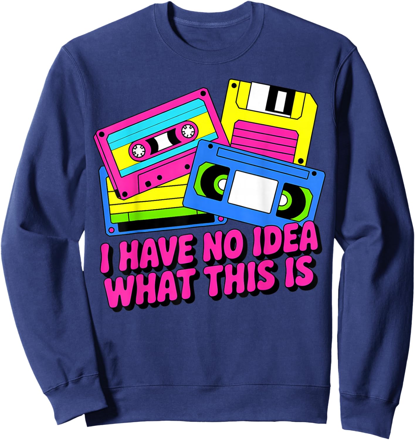 Funny Retro Cassette Vintage 80s Nostalgia Sweatshirt - Sweatshirt | Navy