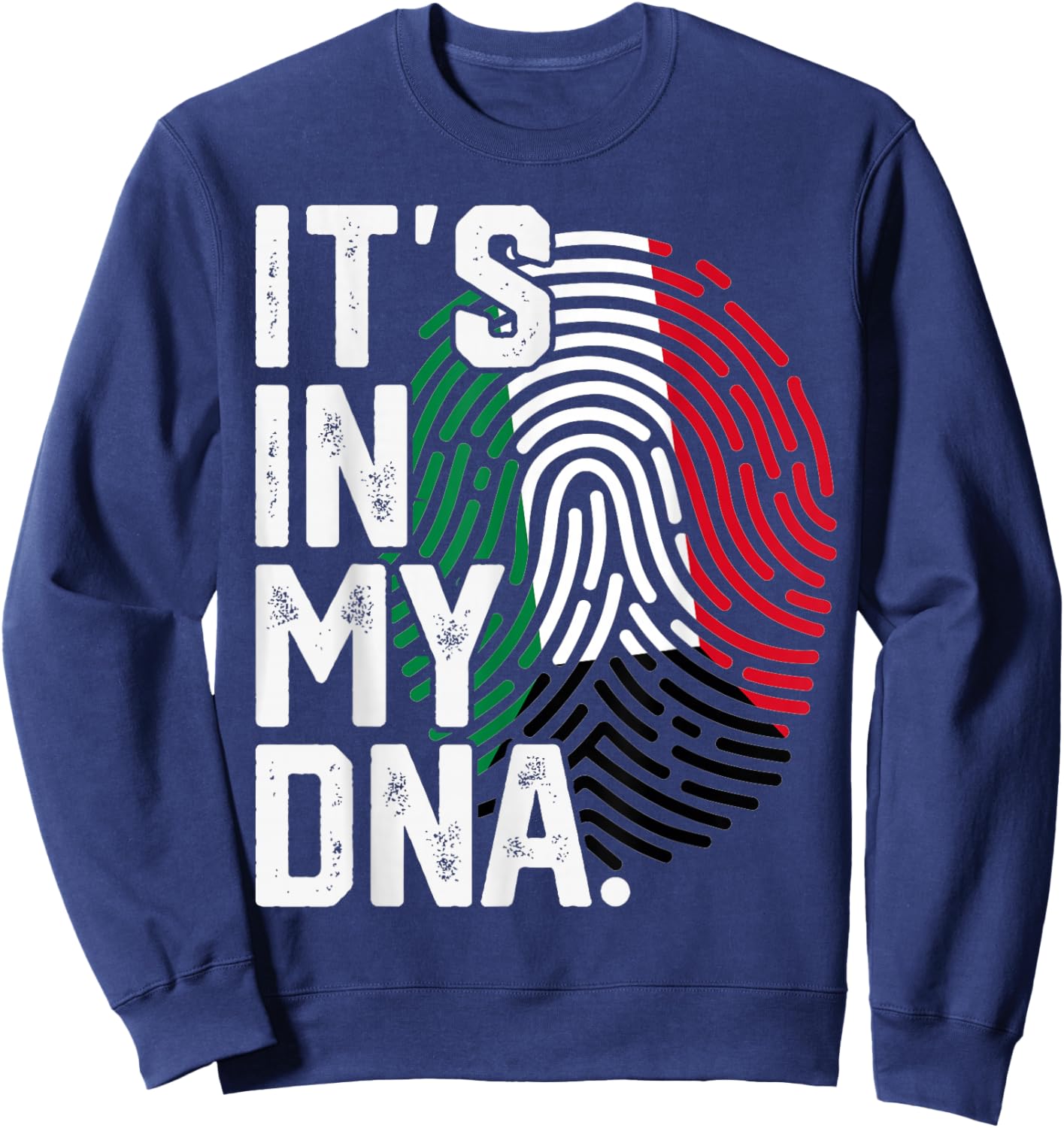 Kuwait Roots Flag Fingerprint Graphic Patriotic Sweatshirt - Sweatshirt | Navy