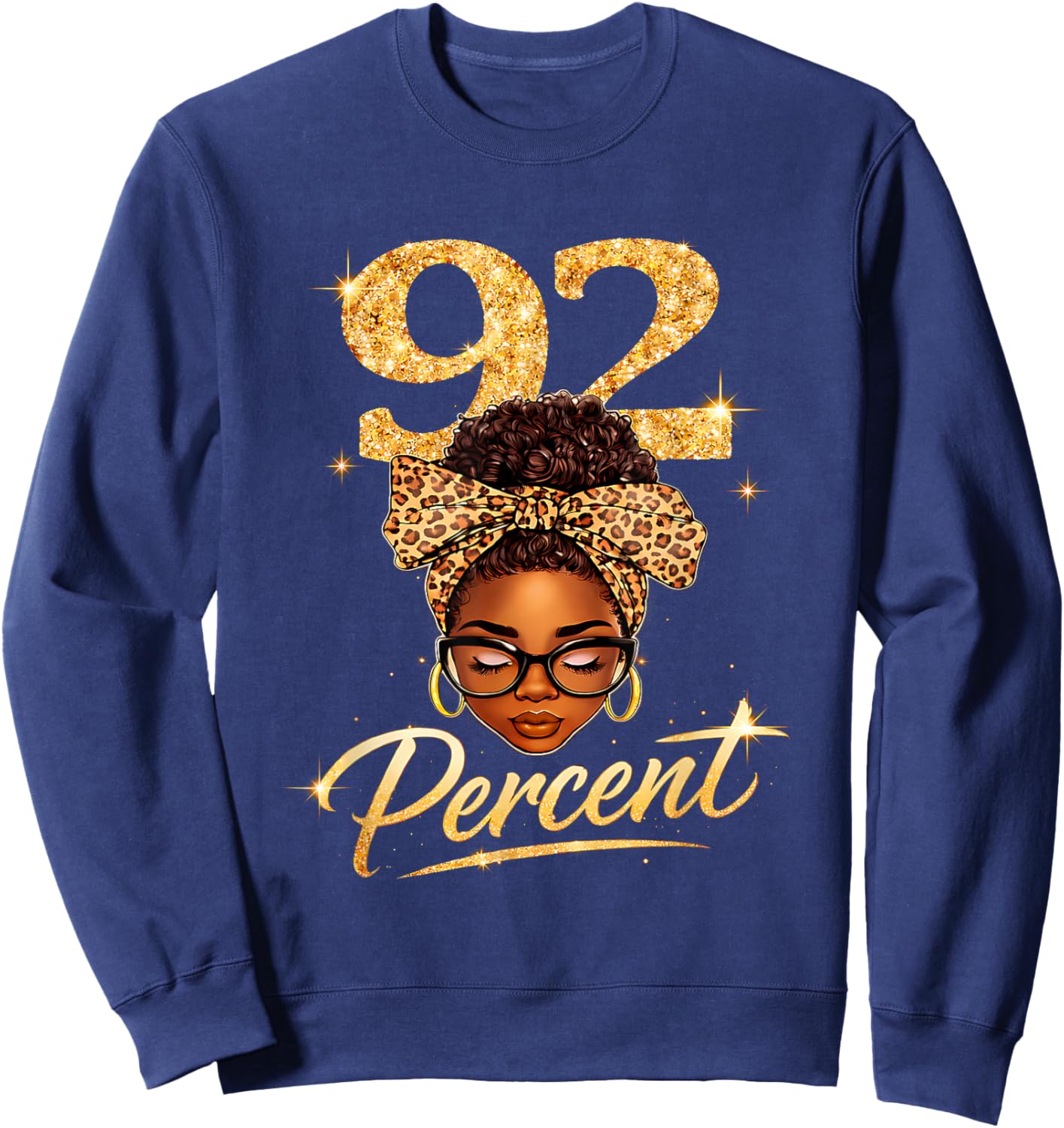 92 Percent Melanin Queen Afro 92% Black Women Sweatshirt - Sweatshirt | Navy