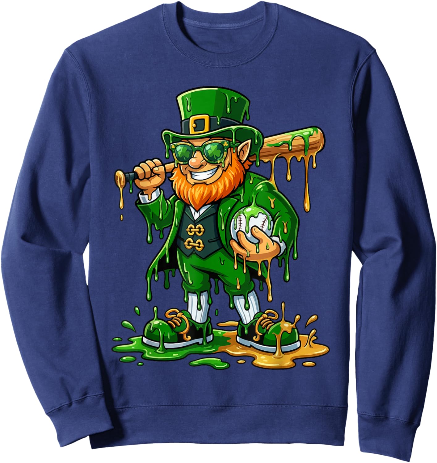 Baseball St Patricks Day Leprechaun Baseball Boys Girls Men Sweatshirt - Sweatshirt | Navy