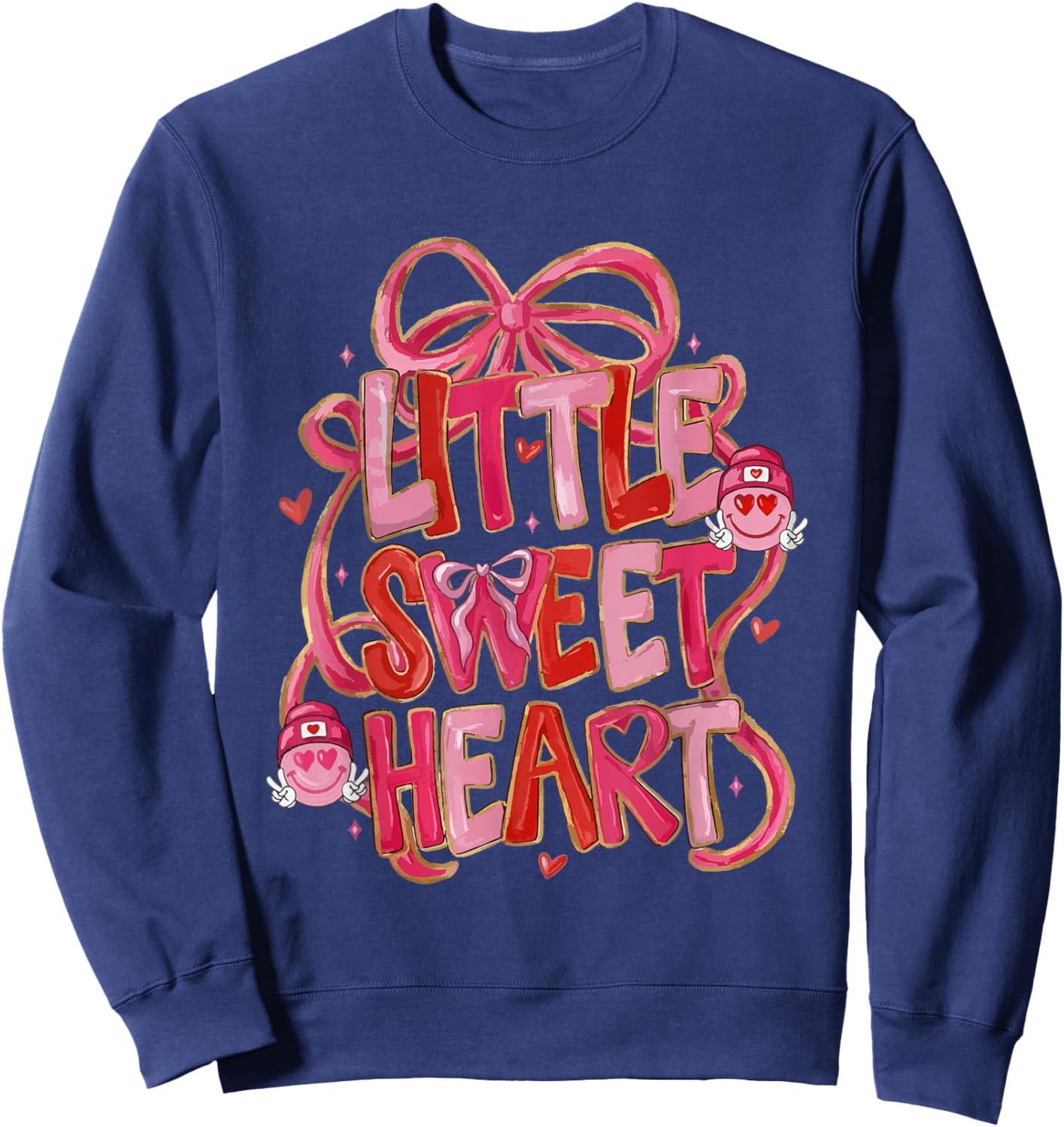 Coquette Bow Little Sweetheart Valentine Girly Love XOXO Sweatshirt - Sweatshirt | Navy