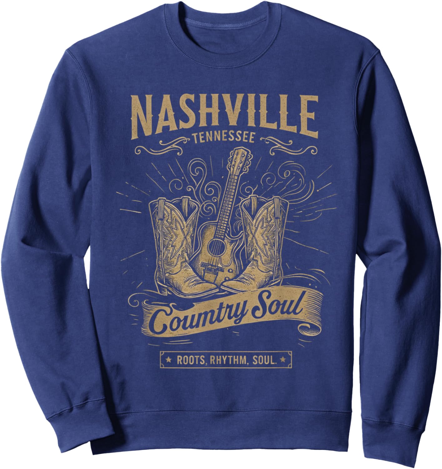 Nashville Tennessee Music City Guitar Women Western Cowboy Sweatshirt - Sweatshirt | Navy
