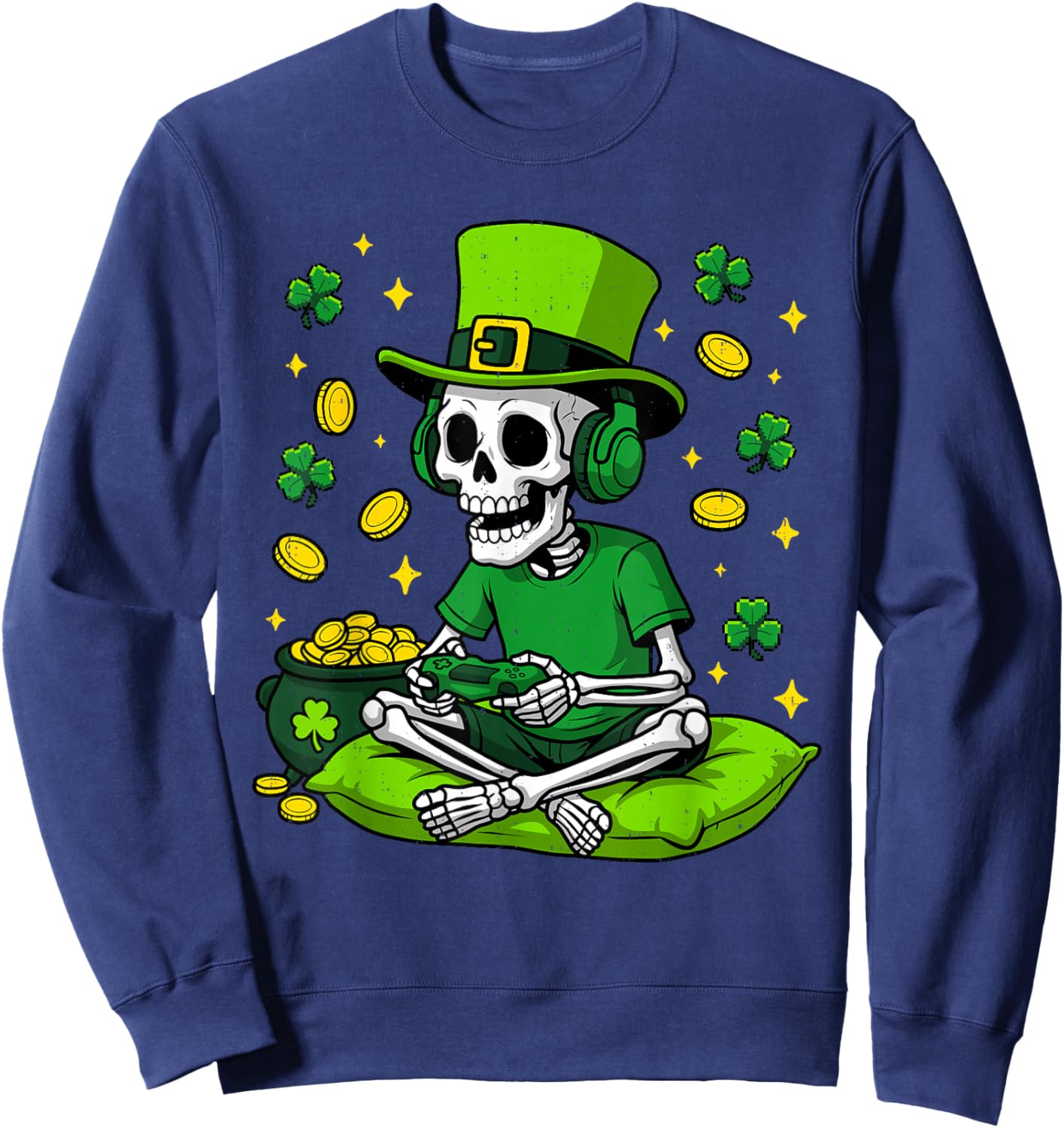Boys St Patricks Day Irish Gamer Video Game Gaming Youth Kid Sweatshirt - Sweatshirt | Navy