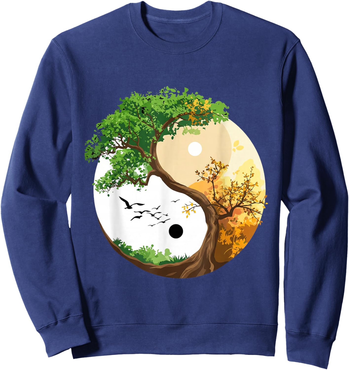 Yoga Chakra Tree of Life Hatha Wrinkled Hippoe Sweatshirt - Sweatshirt | Navy