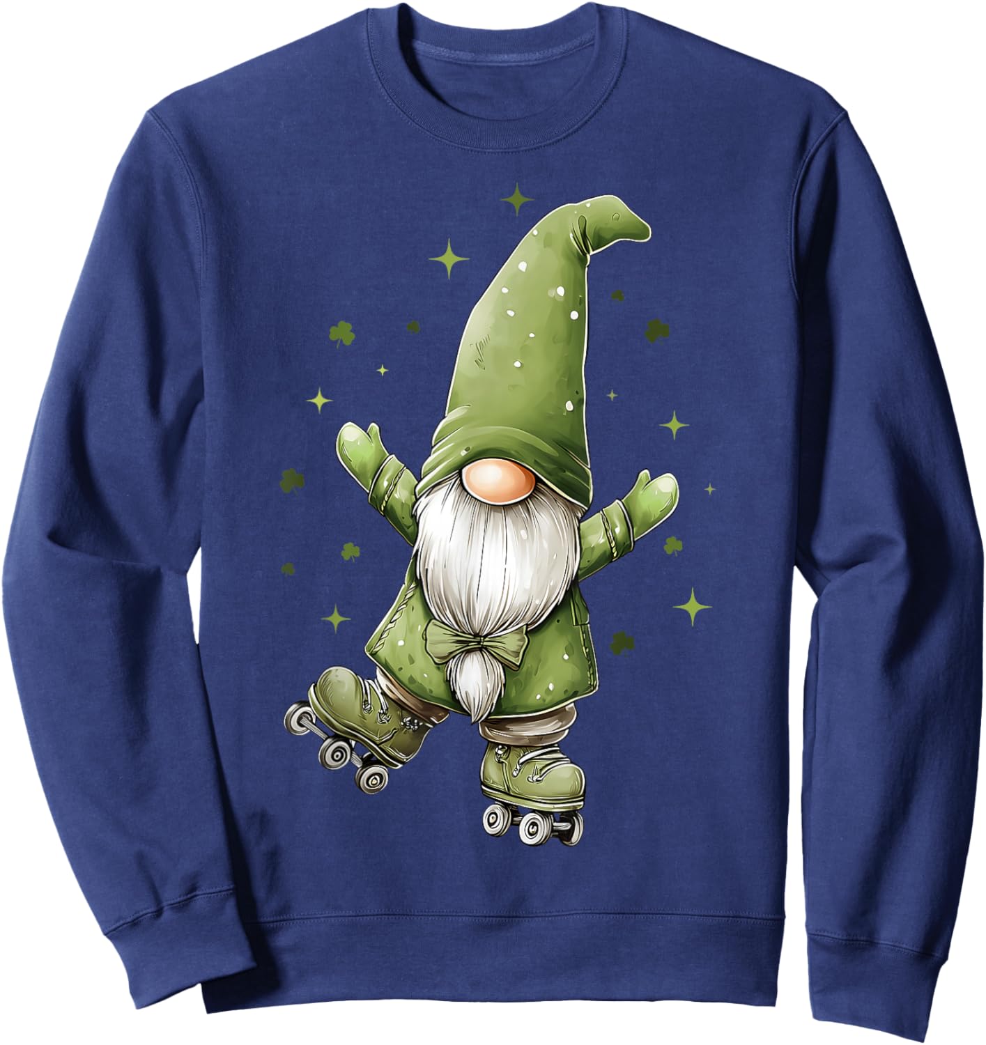 Roller Skating Skater St. Patricks Day Roller Skates Gnome Sweatshirt - Sweatshirt | Navy