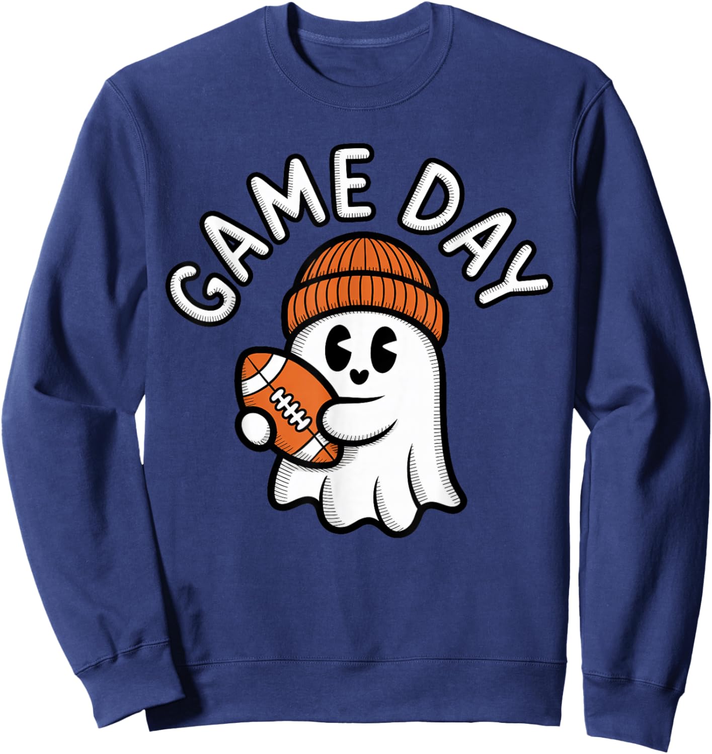 Halloween Football Player Toddler Boys Kids Ghost Game Day Sweatshirt - Sweatshirt | Navy
