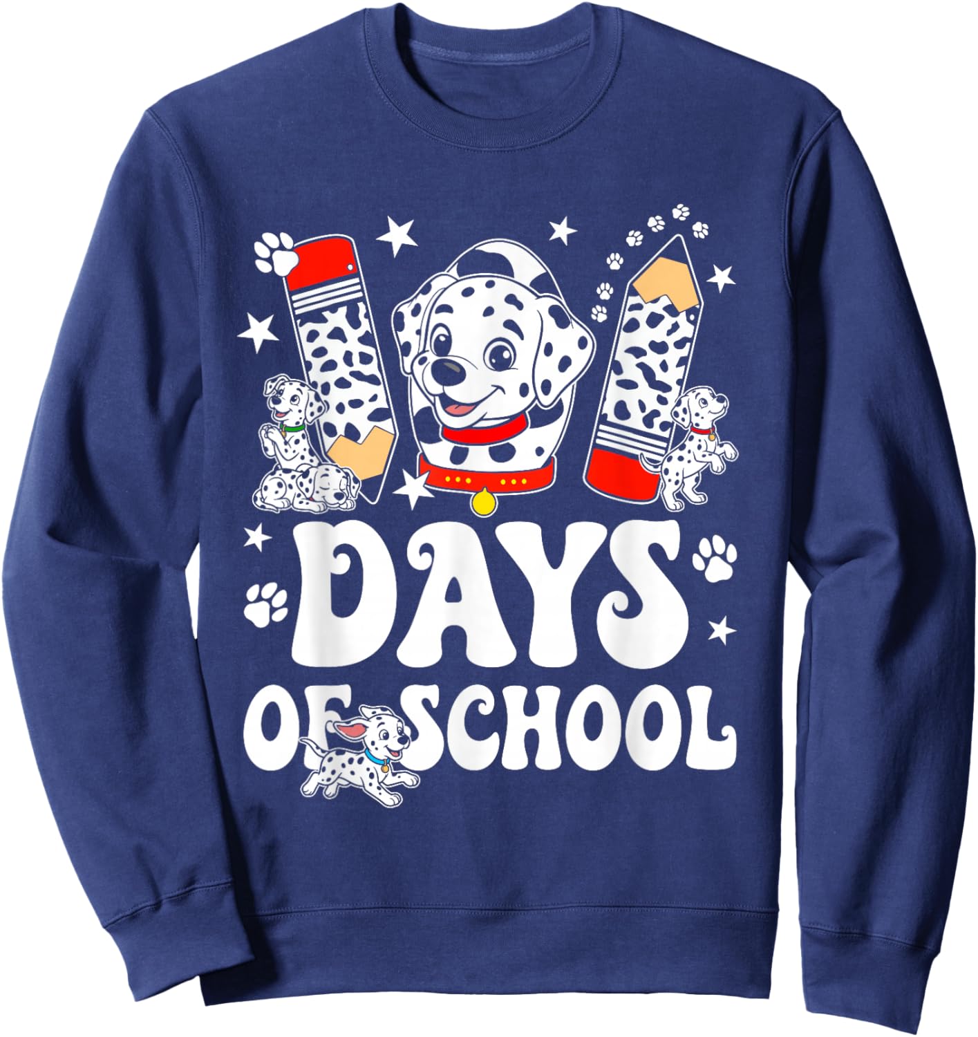 Happy 101 Days School Cute Dog 100 Days Smarter Student Kids Sweatshirt - Sweatshirt | Navy