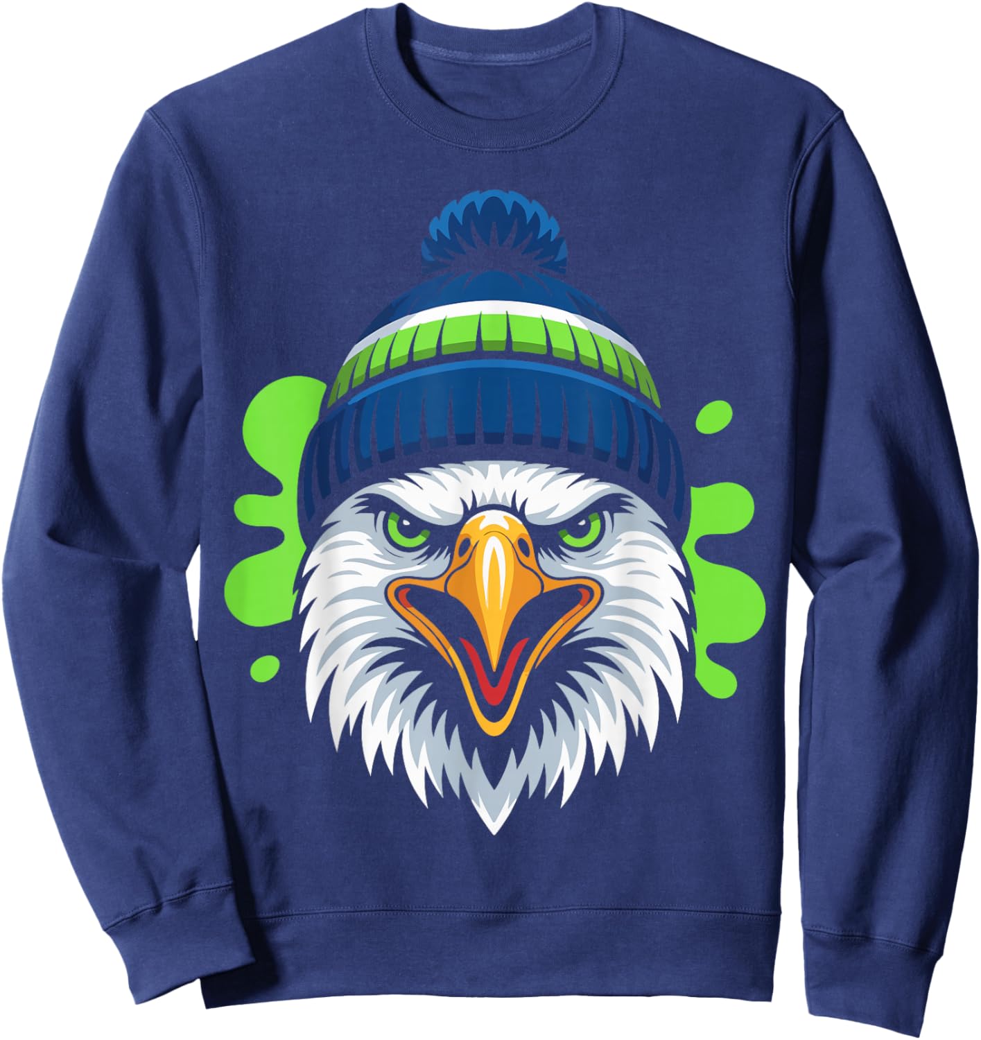 Bold Graphic Splash Eagle Artwork Sweatshirt - Sweatshirt | Navy