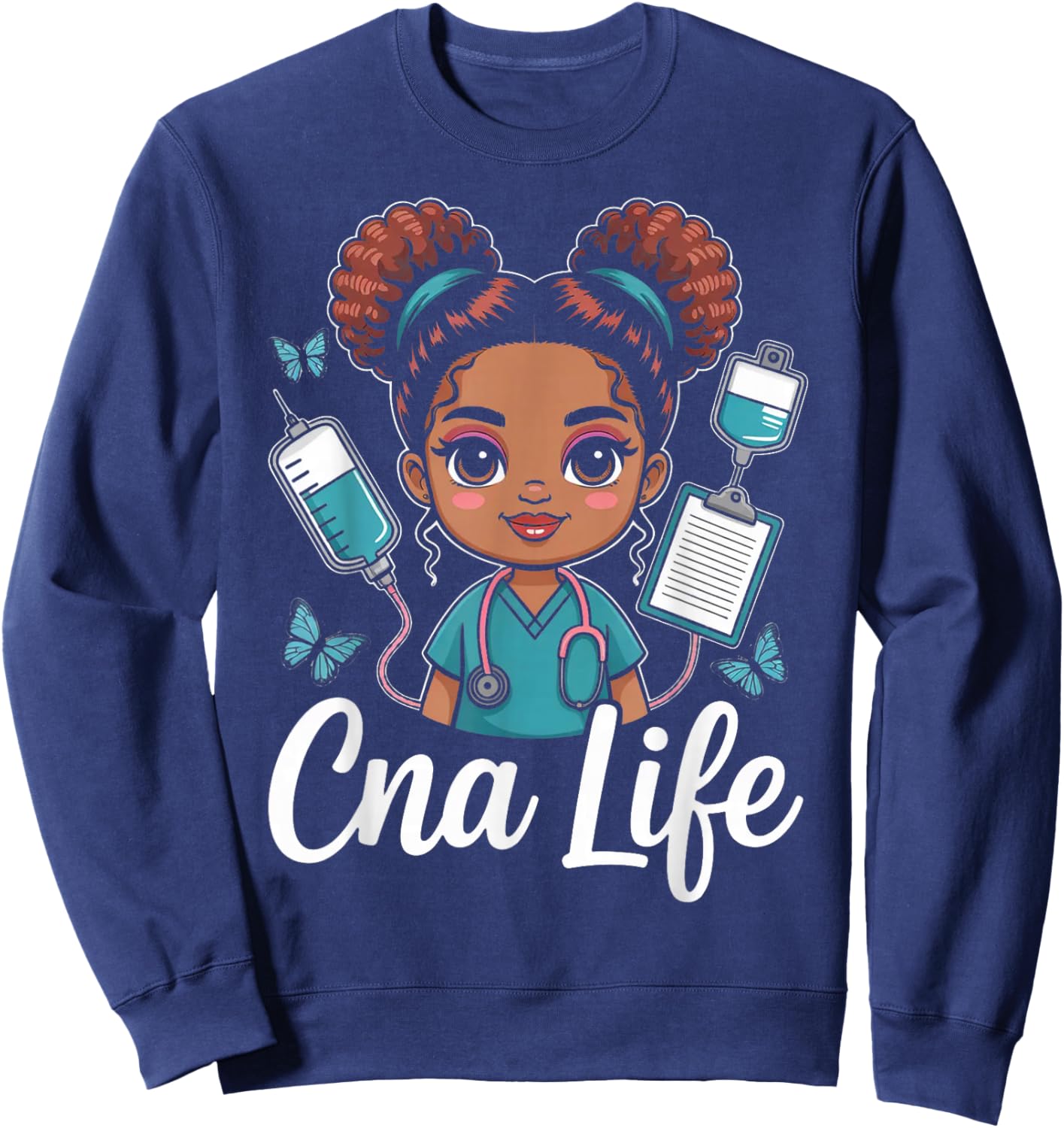 CNA Life Cute Nursing Assistant Medical Career Art Sweatshirt - Sweatshirt | Navy
