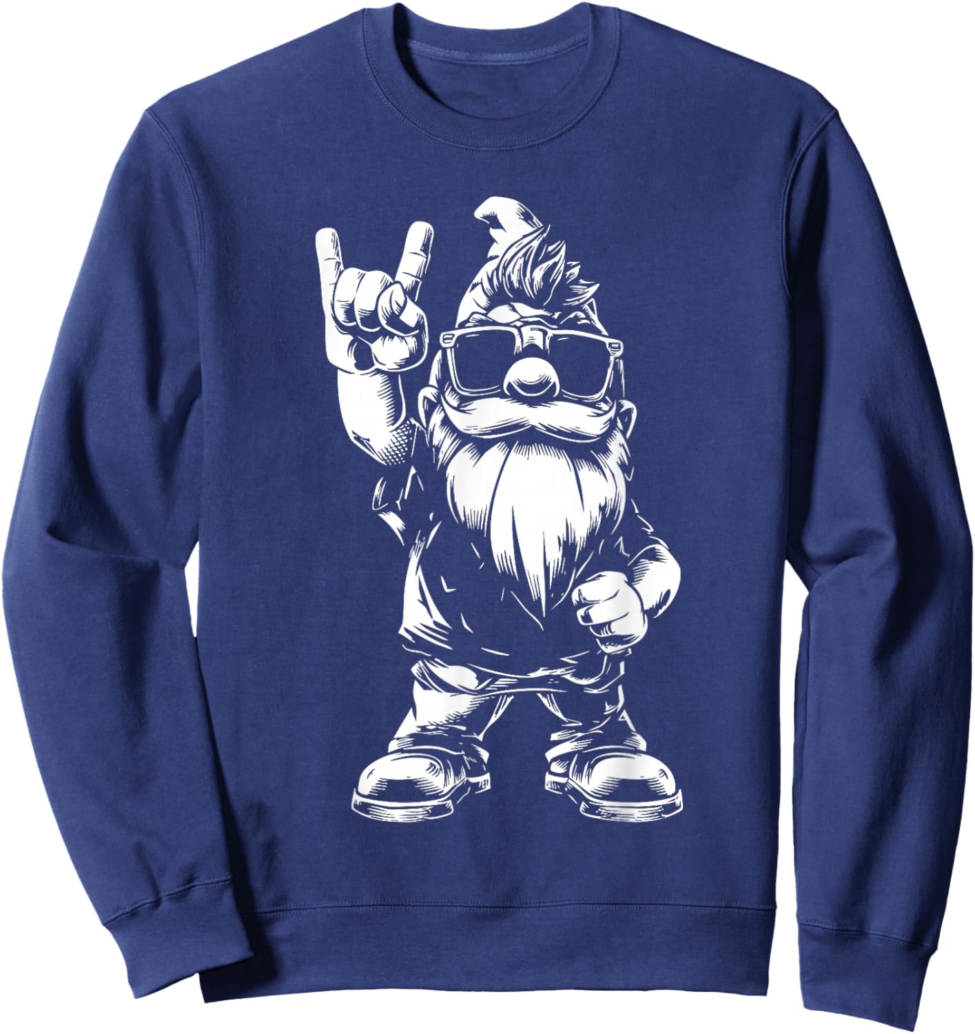 Heavy Metal Garden Gnome Rock Illustration Sweatshirt - Sweatshirt | Navy