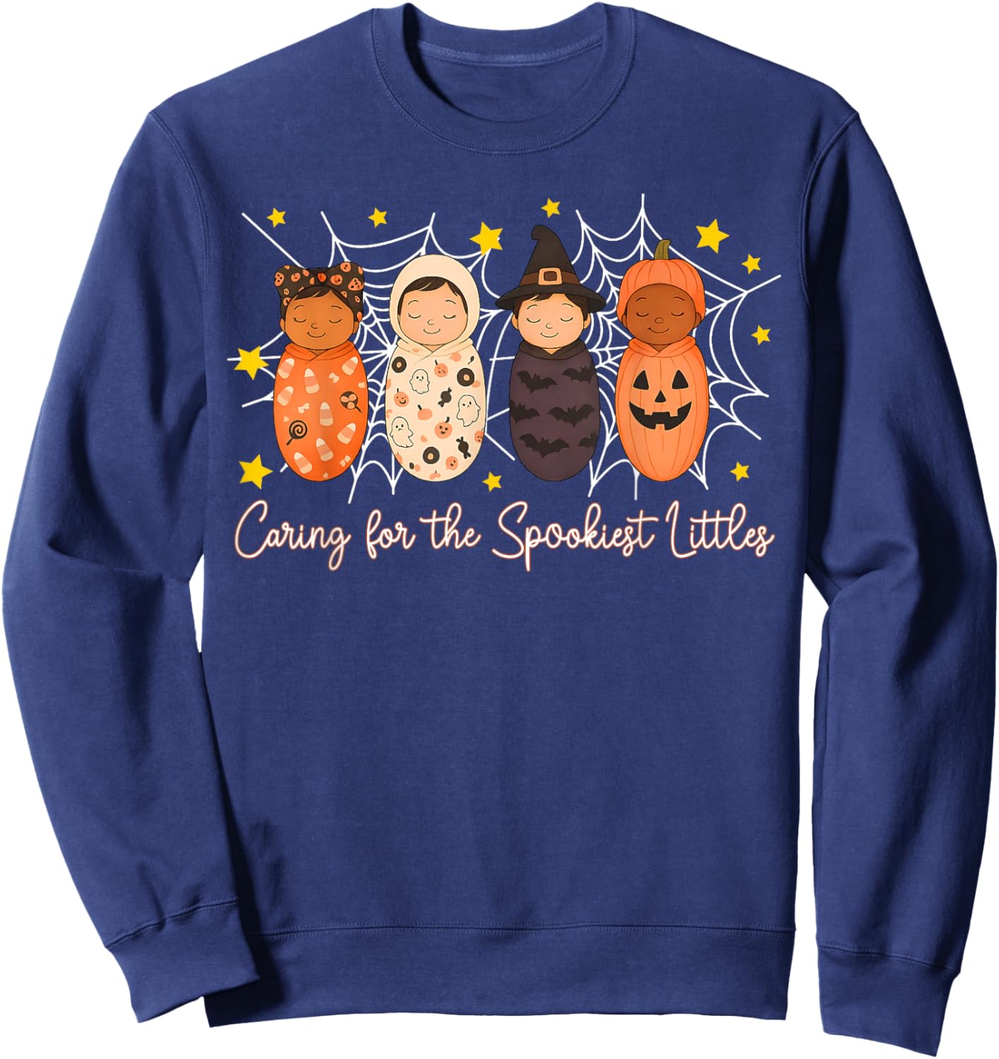 NICU Halloween Caring for The Spookiest Littles Baby Pumpkin Sweatshirt - Sweatshirt | Navy