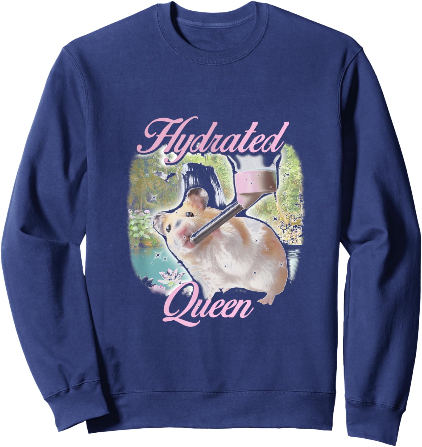 Trendy Apparel Hydrated Queen Cute Hamster Shining Lake Sweatshirt - Sweatshirt | Navy