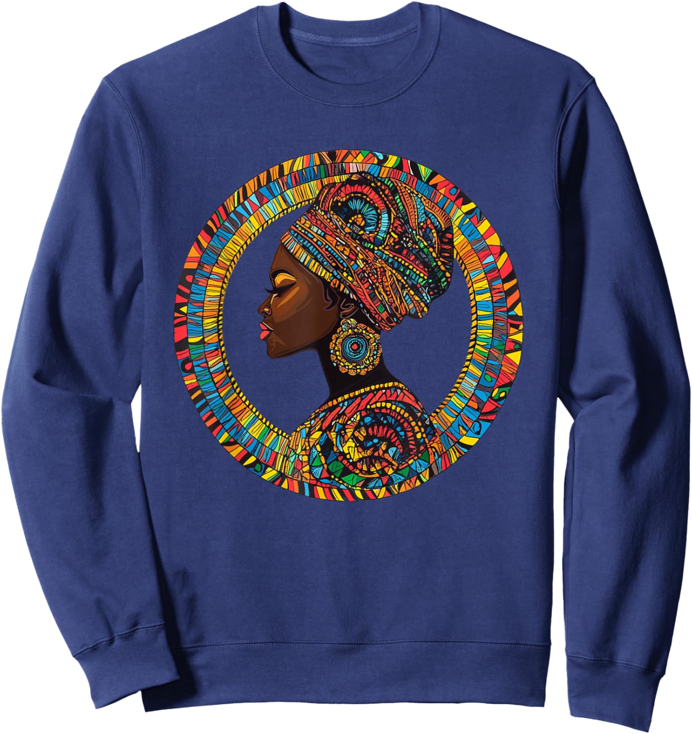 Majestic Black Woman Afrocentric African Culture Sweatshirt - Sweatshirt | Navy